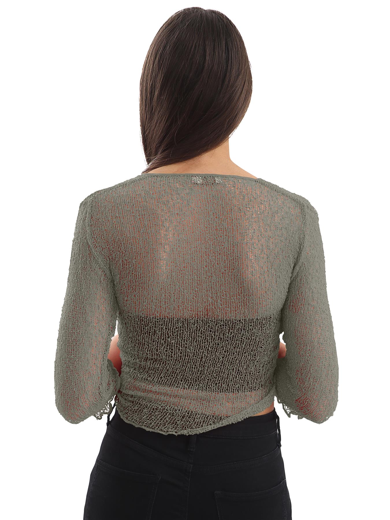 Womens Tie Up Open Front Shrug Ladies Knitted Cropped Bolero beach summer Top - Picture 42 of 169