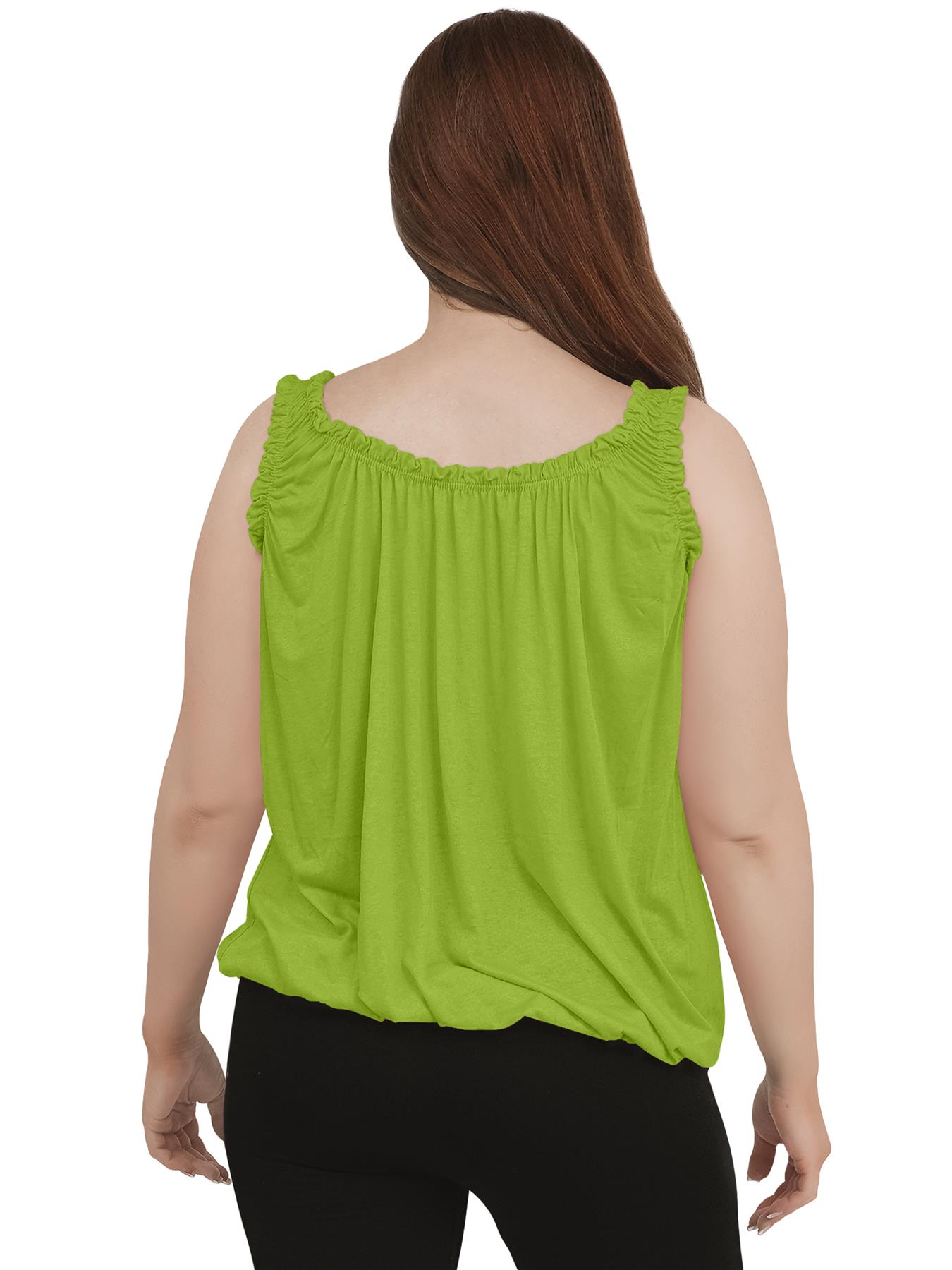Women Round Scoop Neckline Gathered Vest Top Ladies Elastic Bubble Hem Summer - Picture 7 of 138