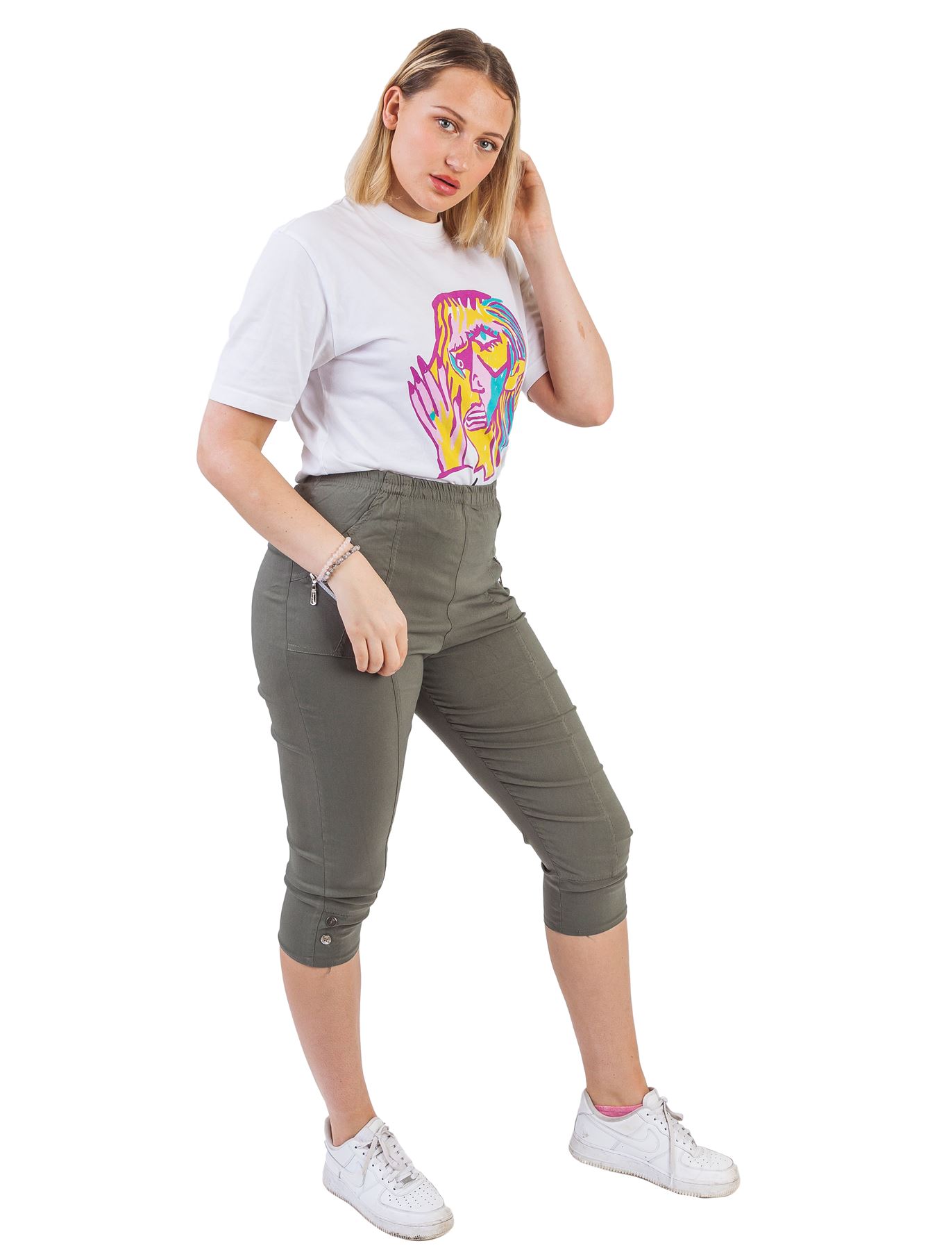 Ladies 3/4 Shorts Crops Women's Pedal Pushers Capri Pants Stretch Trousers NEW - Picture 22 of 28