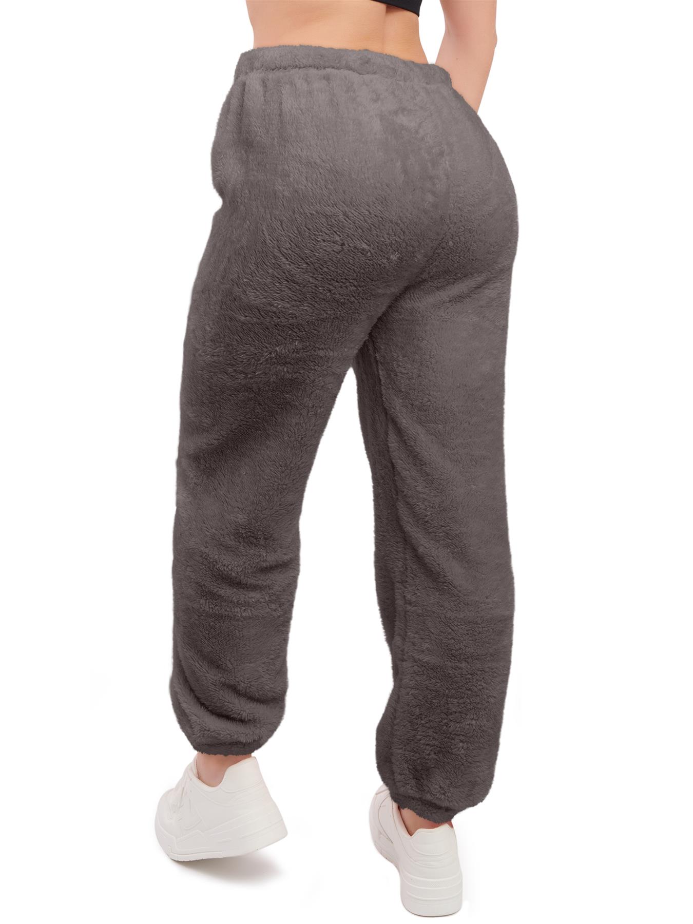 Mujeres Peluche Polar Joggers Invierno Suelto Dobladillo Cierre Damas Ropa de Salón Pantalón Reino Unido - Imagen 12 de 29