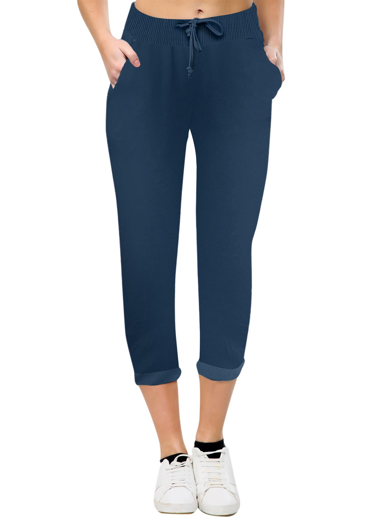 Women's Italian Comfy Ladies Stretchy Casual Pants Pocket Trouser for Running - Picture 26 of 78