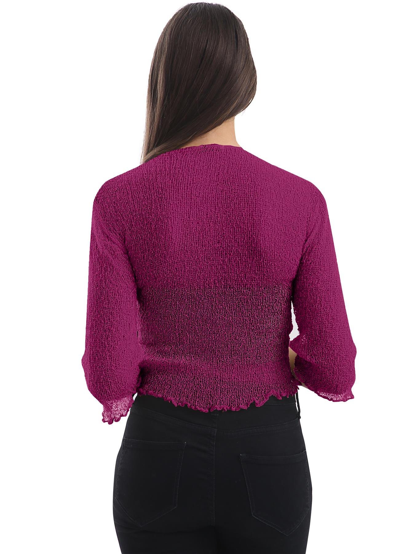 Womens Tie Up Open Front Shrug Ladies Knitted Cropped Bolero beach summer Top - Picture 91 of 169