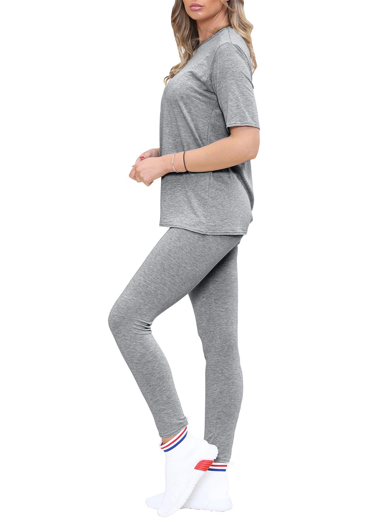 2 Piece Womens Plain Co-ord Set Summer Slim Fit Short Sleeve Loungewear Set - Picture 71 of 119