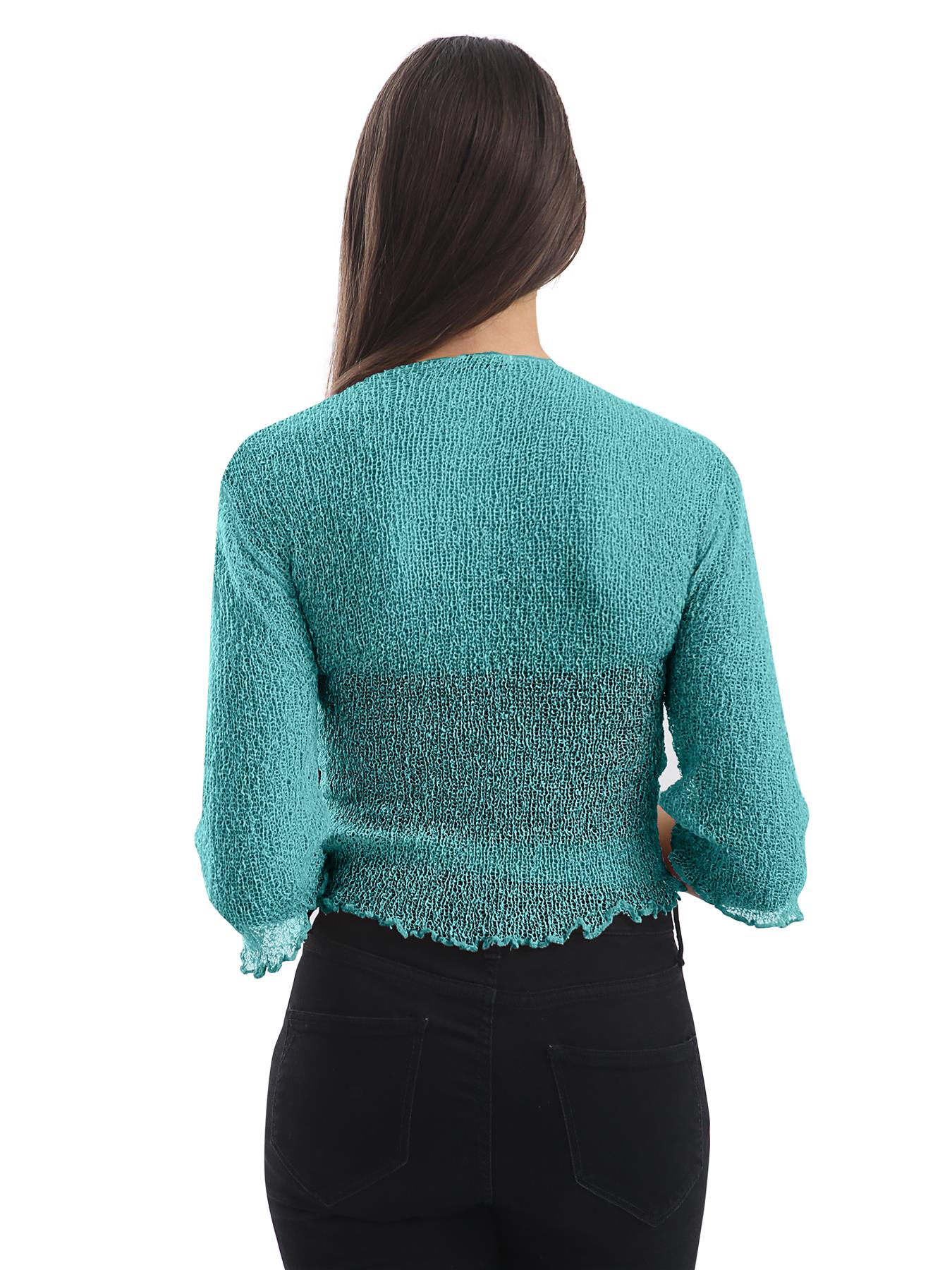 Womens Tie Up Open Front Shrug Ladies Knitted Cropped Bolero beach summer Top - Picture 112 of 169