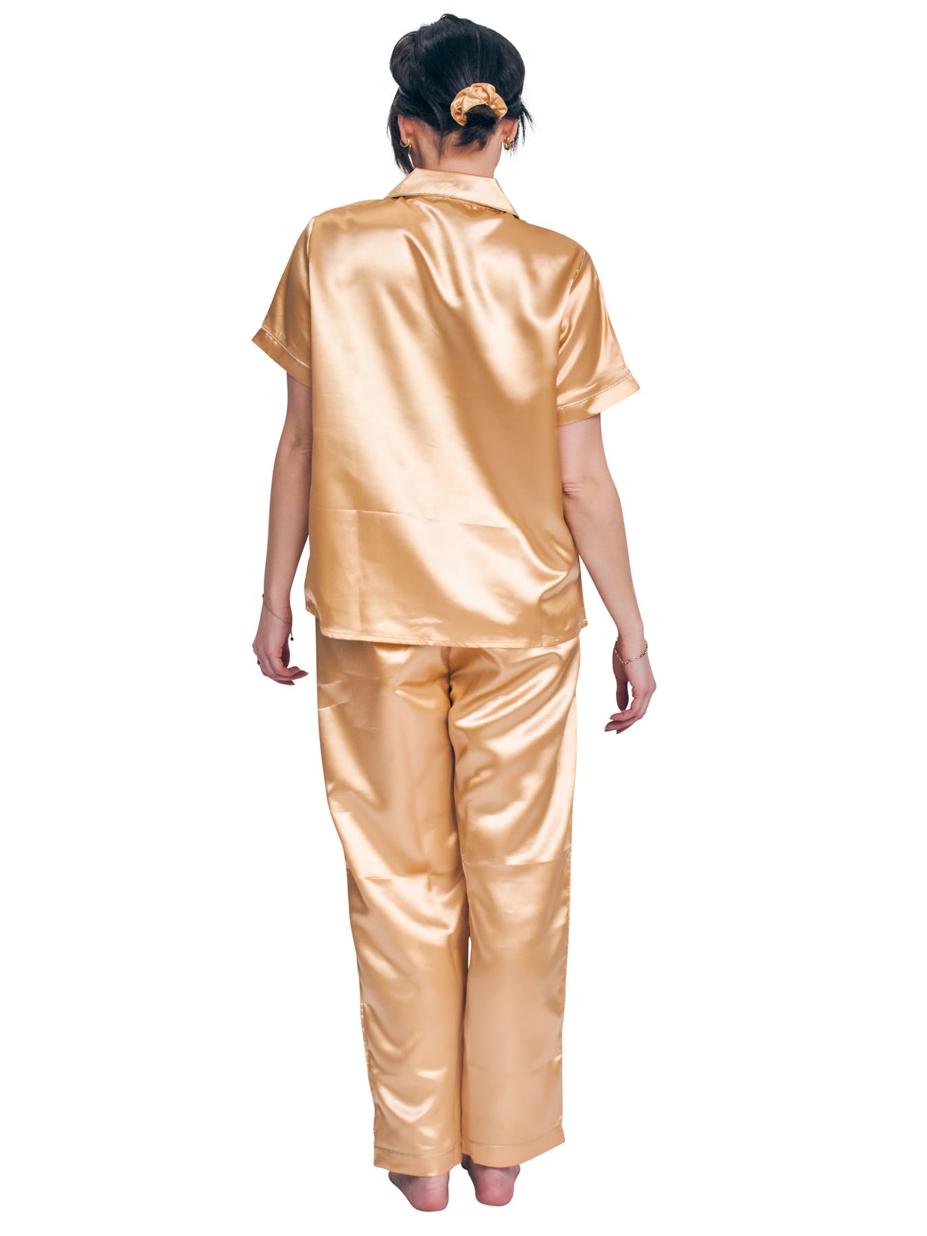 Women’s Long/Short Sleeve Pyjama Set Satin Silk Soft Nightwear PJS Loungewear UK - Picture 9 of 15