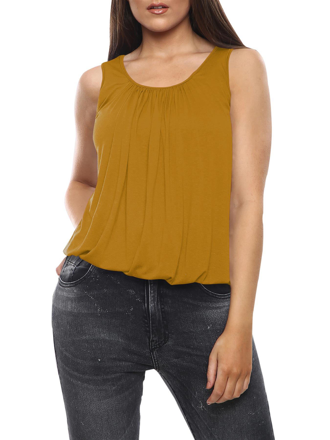 Womens Vest Tops Italian Summer Holiday Loose Fit Camisole Sleeveless Tank Top - Picture 54 of 82
