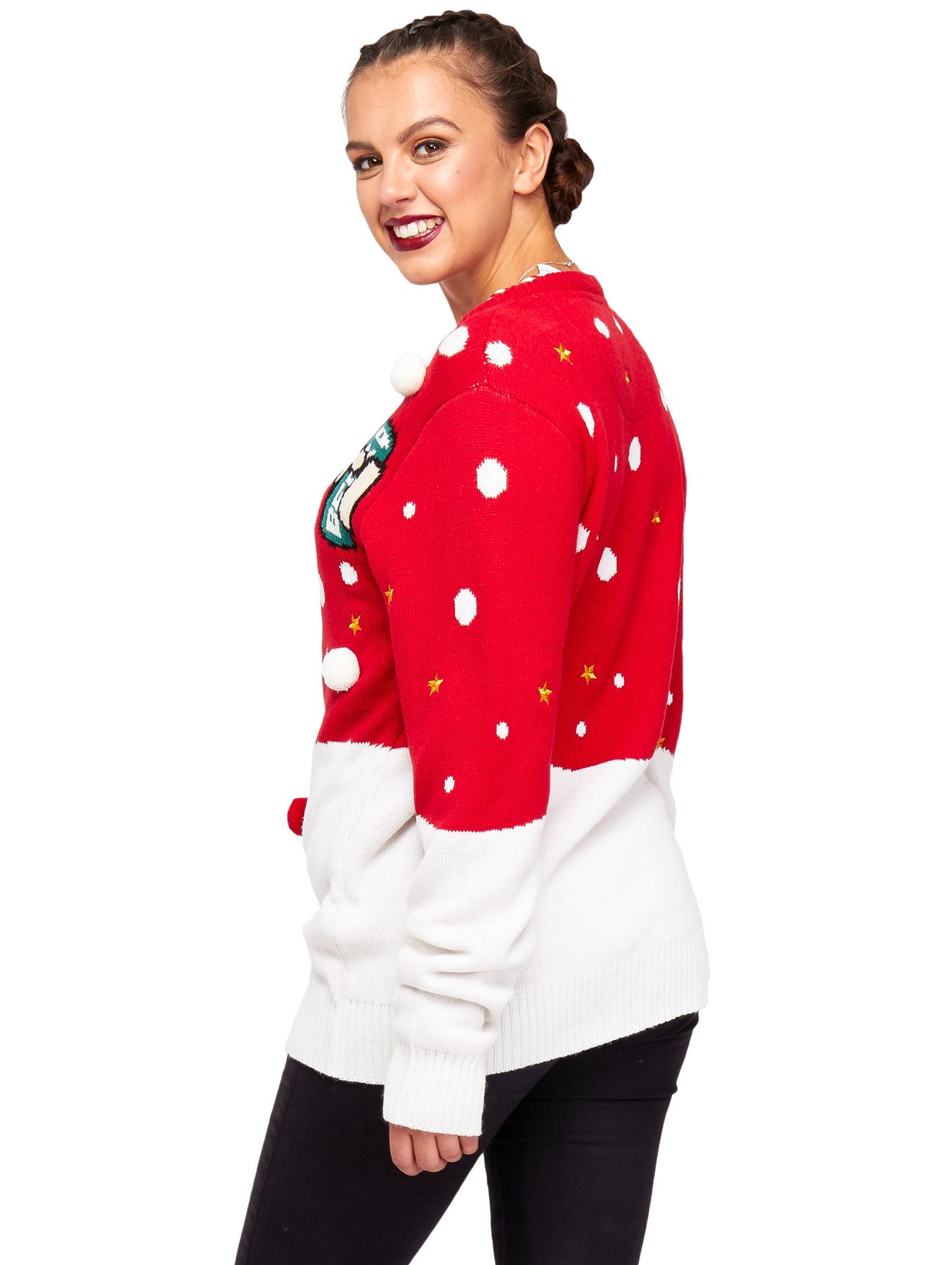 Unisex Christmas Jumper Elf Safety 3d Graphic Trim Ladies Knitted Party Sweater | eBay