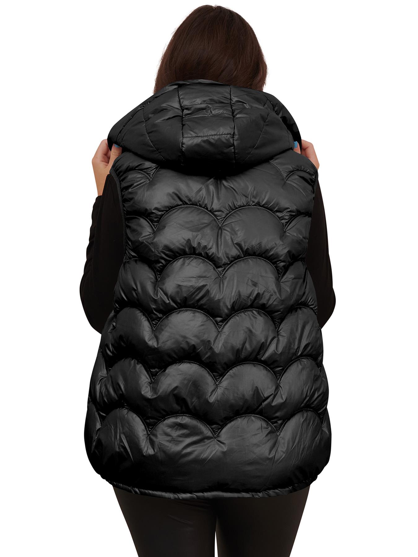 Women&rsquo;s Quilted Gilet Hood Sleeveless Padded Shiny Bodywarmer Vest for Women UK