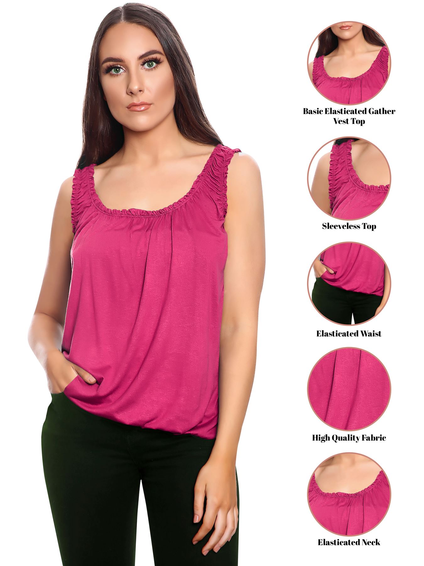 Ladies Vest Tops Womens Italian Lagenlook Viscose Loose Fit Camisole