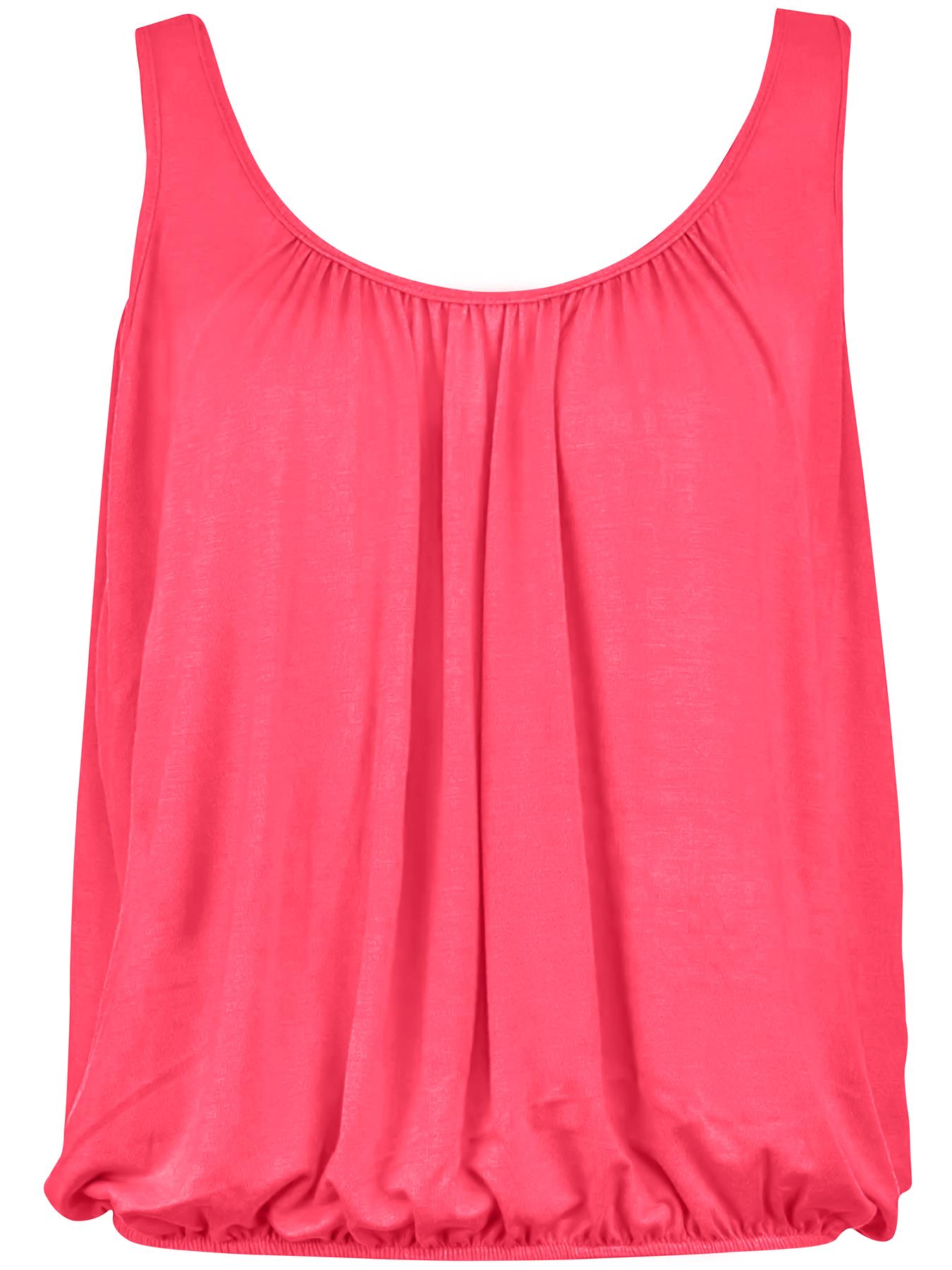 New Womens Italian Plated Top Ladies Elasticated Round Scoop Neck Vest T-Shirt