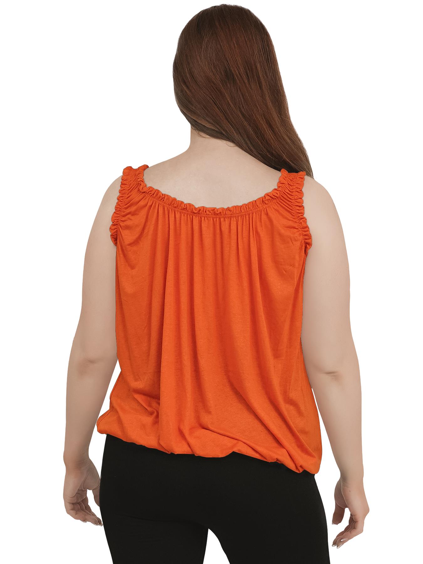 Women Round Scoop Neckline Gathered Vest Top Ladies Elastic Bubble Hem Summer - Picture 106 of 138