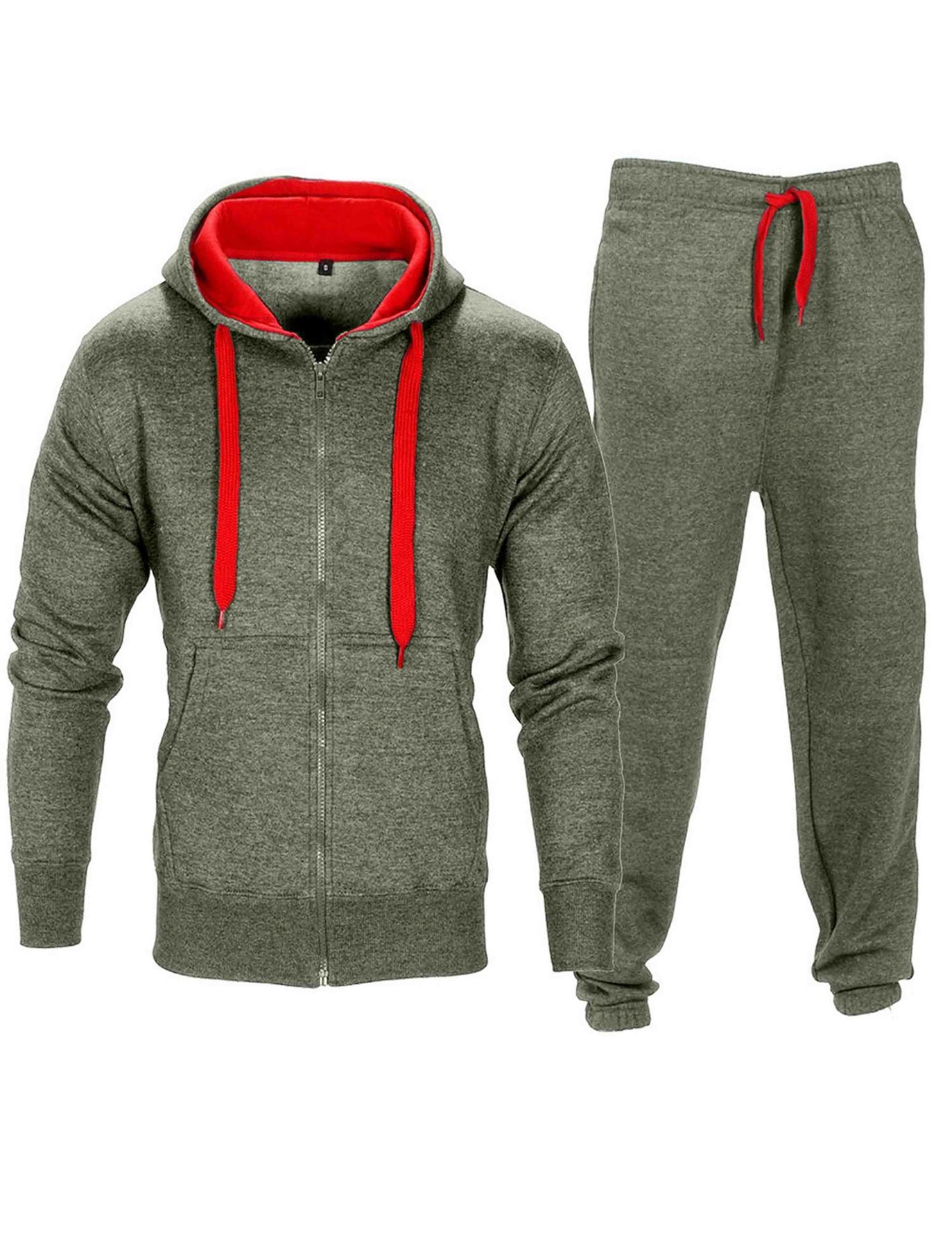 Men Full Zip Hoodie Set Jogging Sportswear Casual Tracksuit Jogger Sweat Pants - Picture 11 of 20