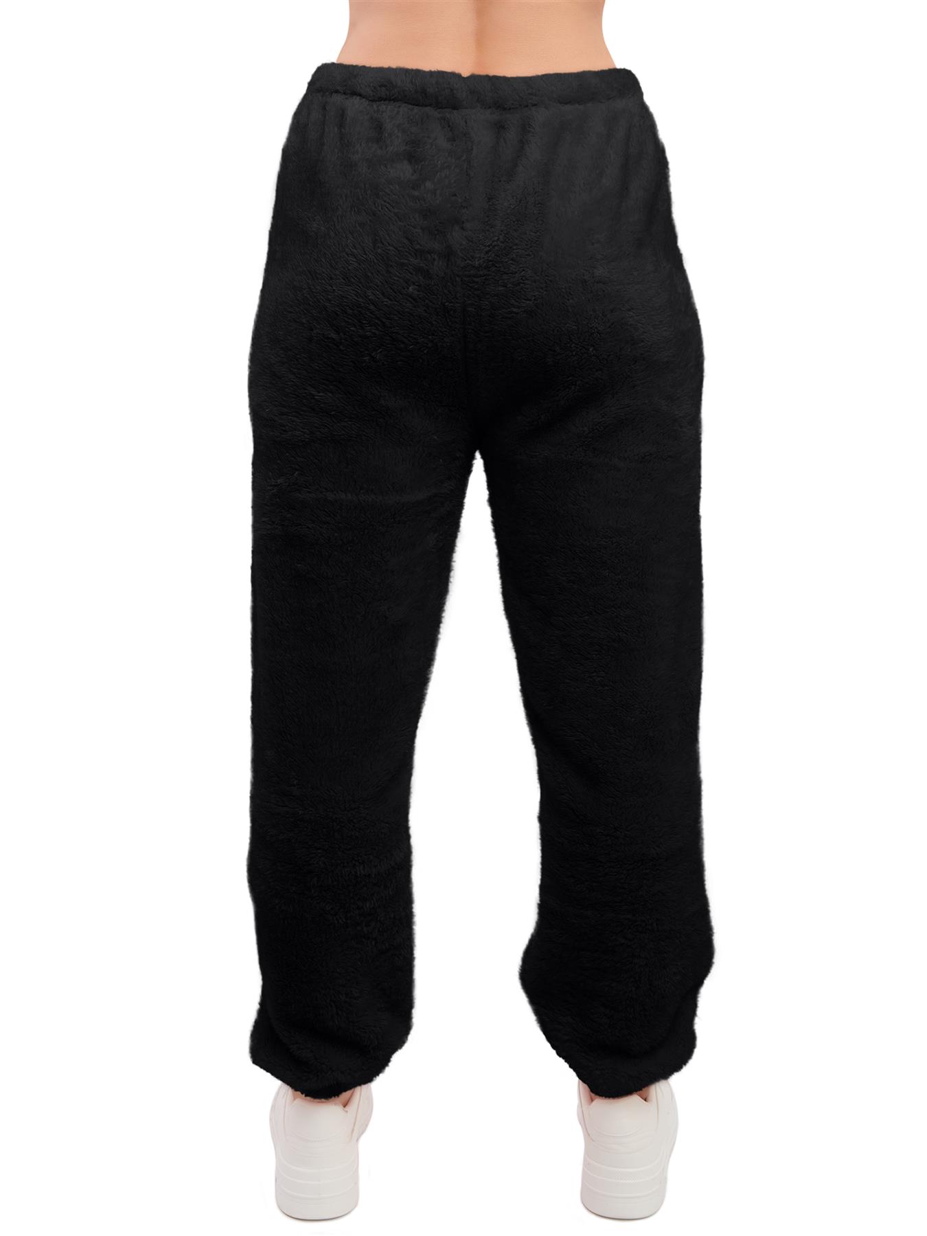 Mujeres Peluche Polar Joggers Invierno Suelto Dobladillo Cierre Damas Ropa de Salón Pantalón Reino Unido - Imagen 8 de 29