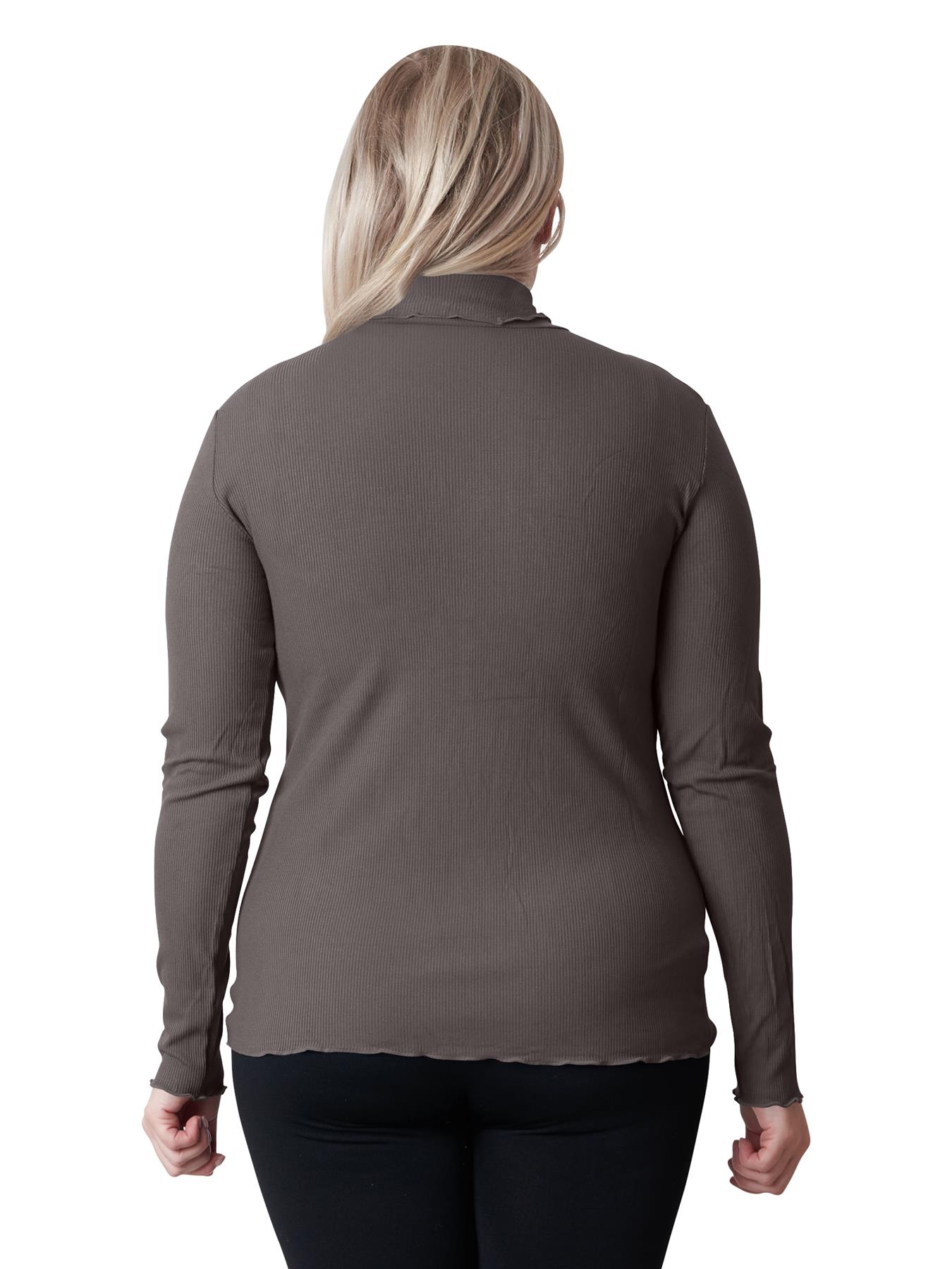 Women's Ribbed Crop Top Viscose Long Sleeve Summer Plain Roll Neck Jumper - Picture 27 of 45