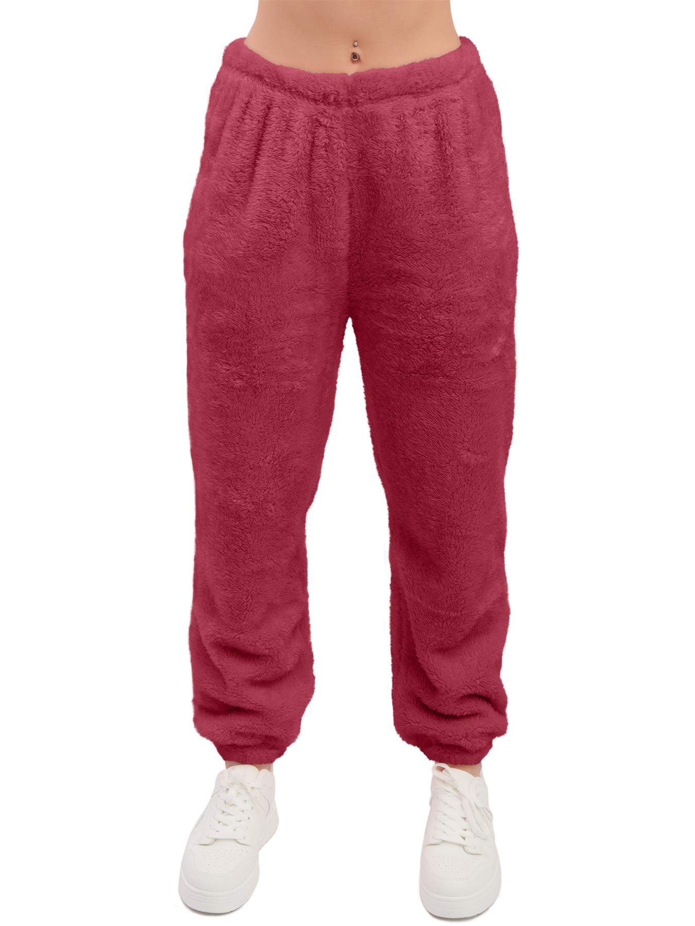 Mujeres Peluche Polar Joggers Invierno Suelto Dobladillo Cierre Damas Ropa de Salón Pantalón Reino Unido - Imagen 28 de 29