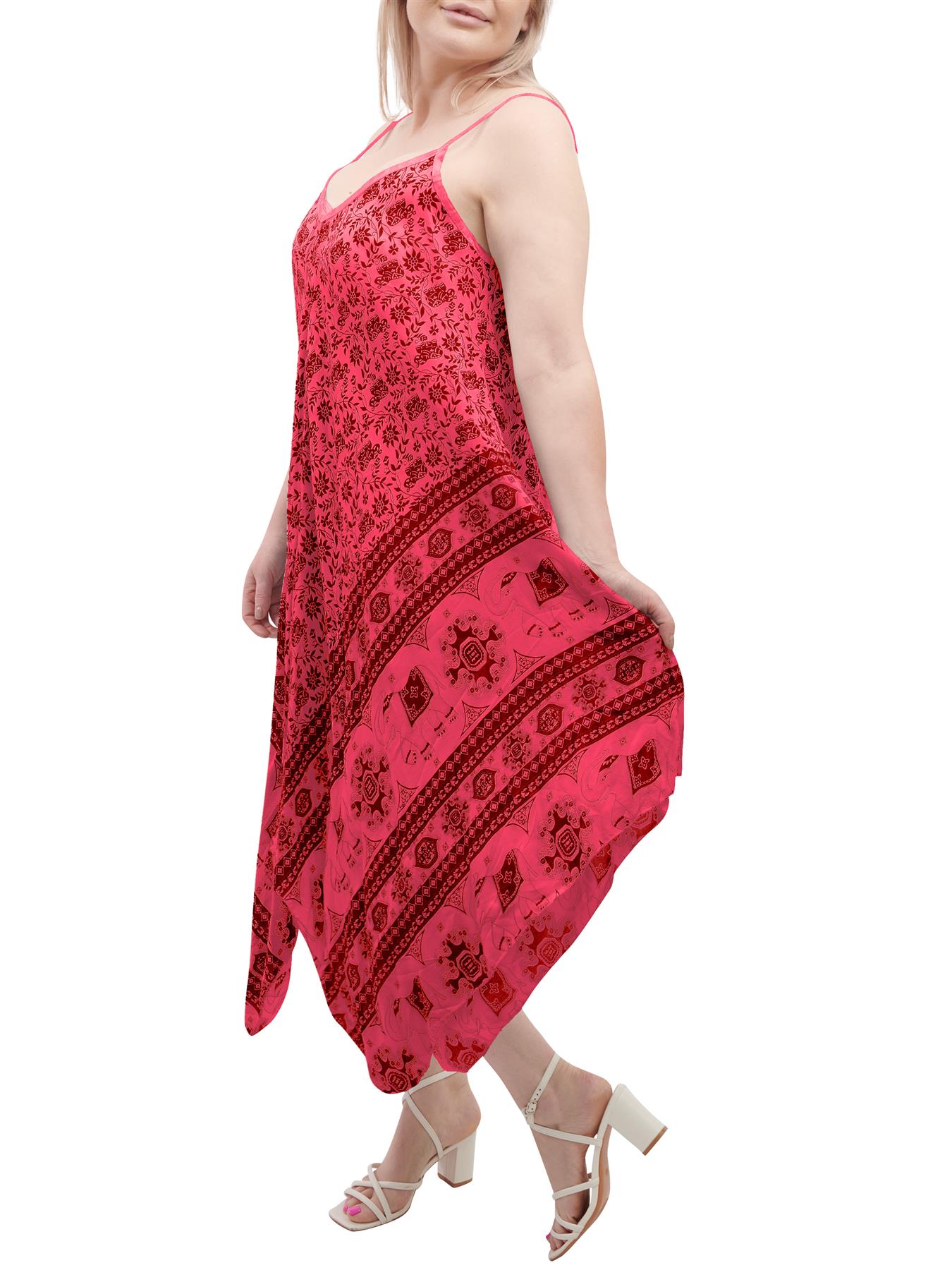 Womens Sleeveless Italian V Neck Hanky Dress Elephant Print Strappy Summer Maxi - Picture 56 of 72