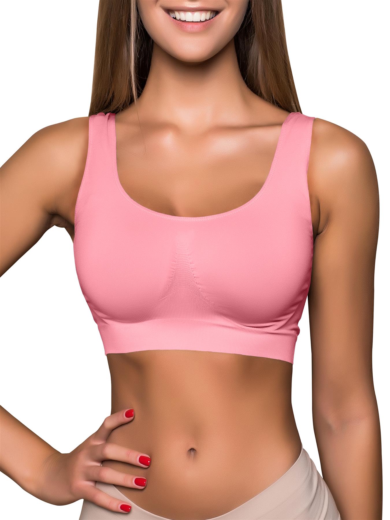 Womens Ladies Comfort Padded Stretch Sports Yoga Bra Top Crop Vest Tank - Picture 36 of 62