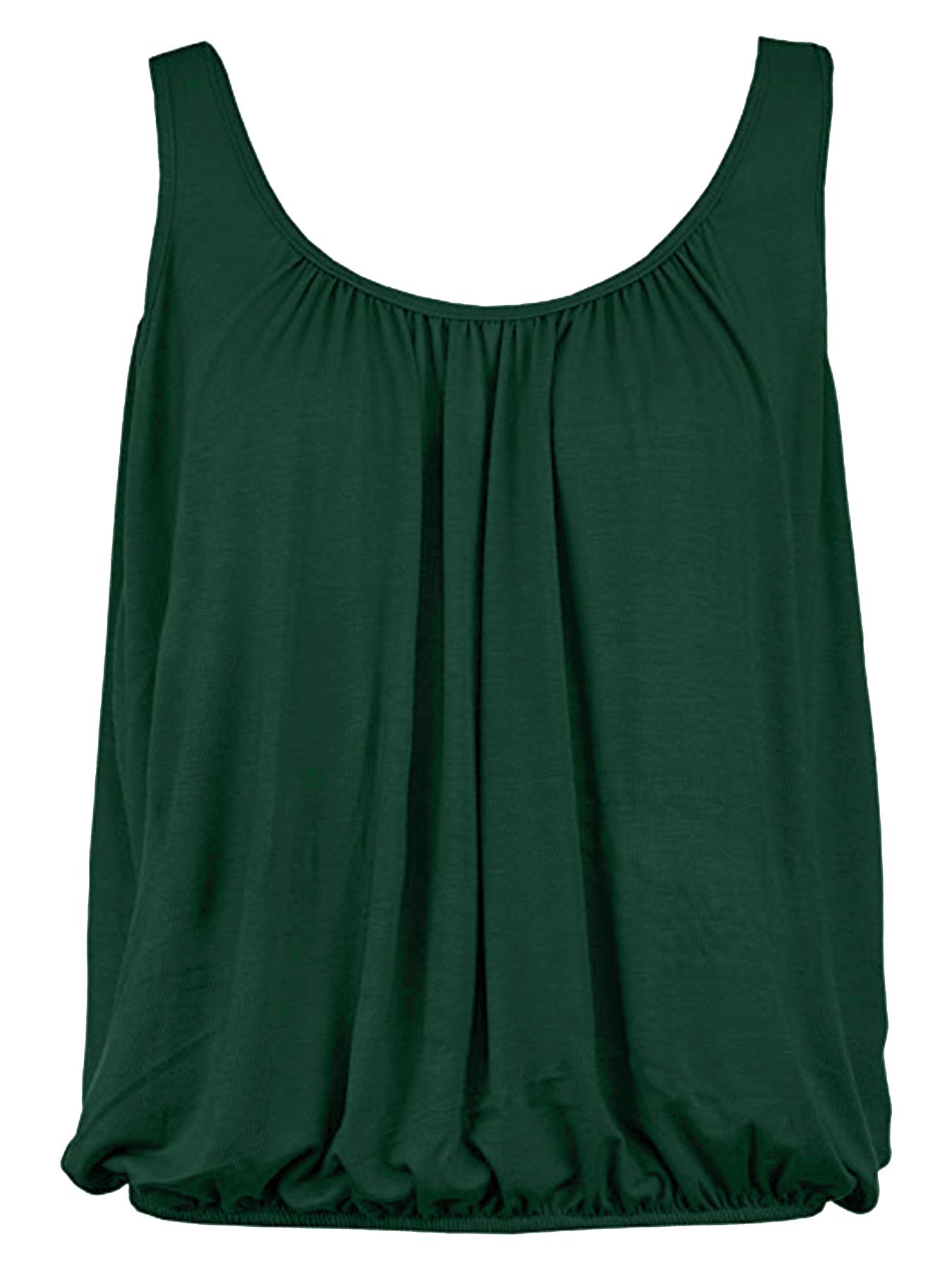 Womens Italian Plated Basic Top Ladies Elasticated Round Scoop Neck Vest T-Shirt - Picture 24 of 102