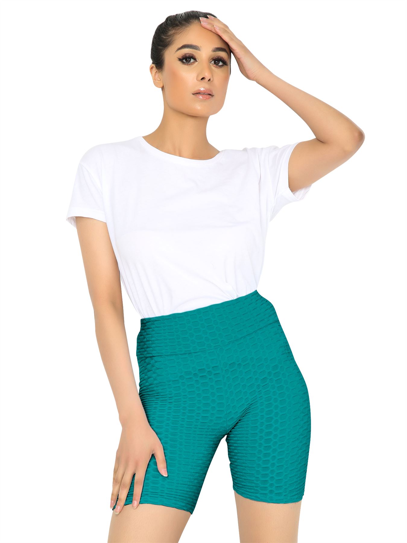 Pantalones cortos de ciclismo súper elásticos de cintura alta para mujer deportes fitness pantalones cortos de yoga - Imagen 8 de 87