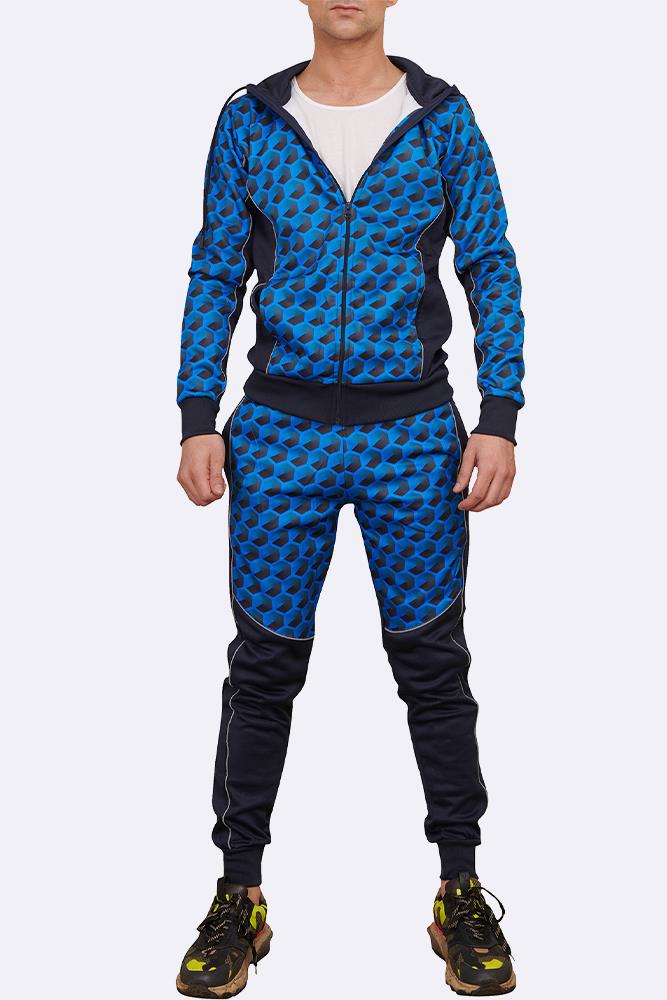 Men's Tracksuit Gradient Colored Pants Ziper With Pcokets Long sleeve Hoodie - Picture 10 of 15