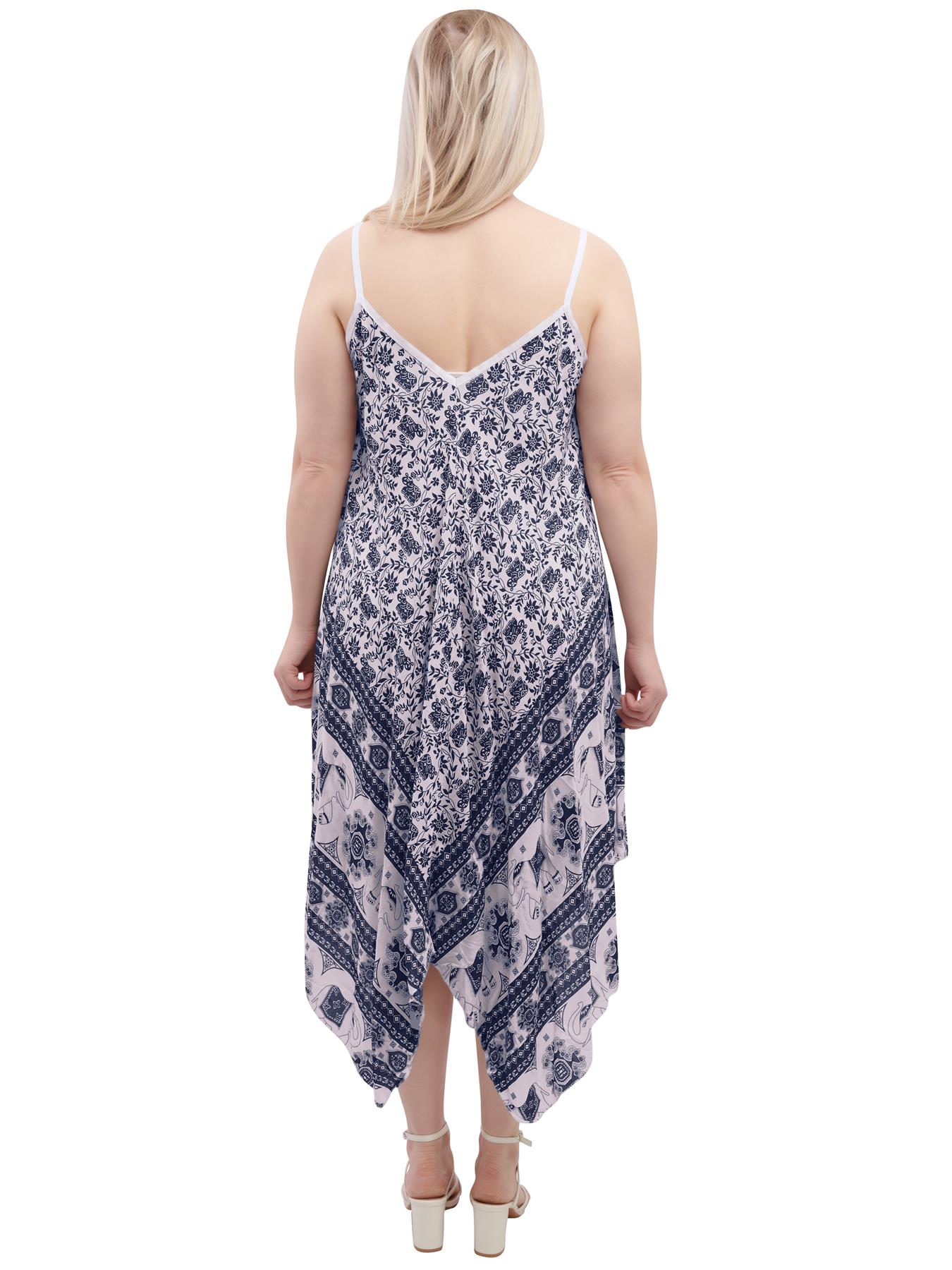 Womens Sleeveless Italian V Neck Hanky Dress Elephant Print Strappy Summer Maxi - Picture 8 of 72