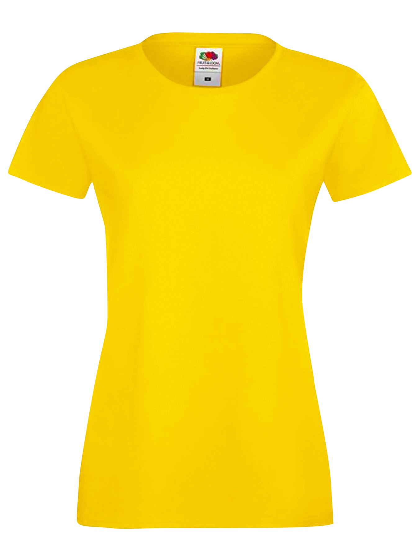 Fruit Of The Loom T Shirts Womens Ladies Plain Coloured Cotton Fitted Tee Shirt - Picture 28 of 35