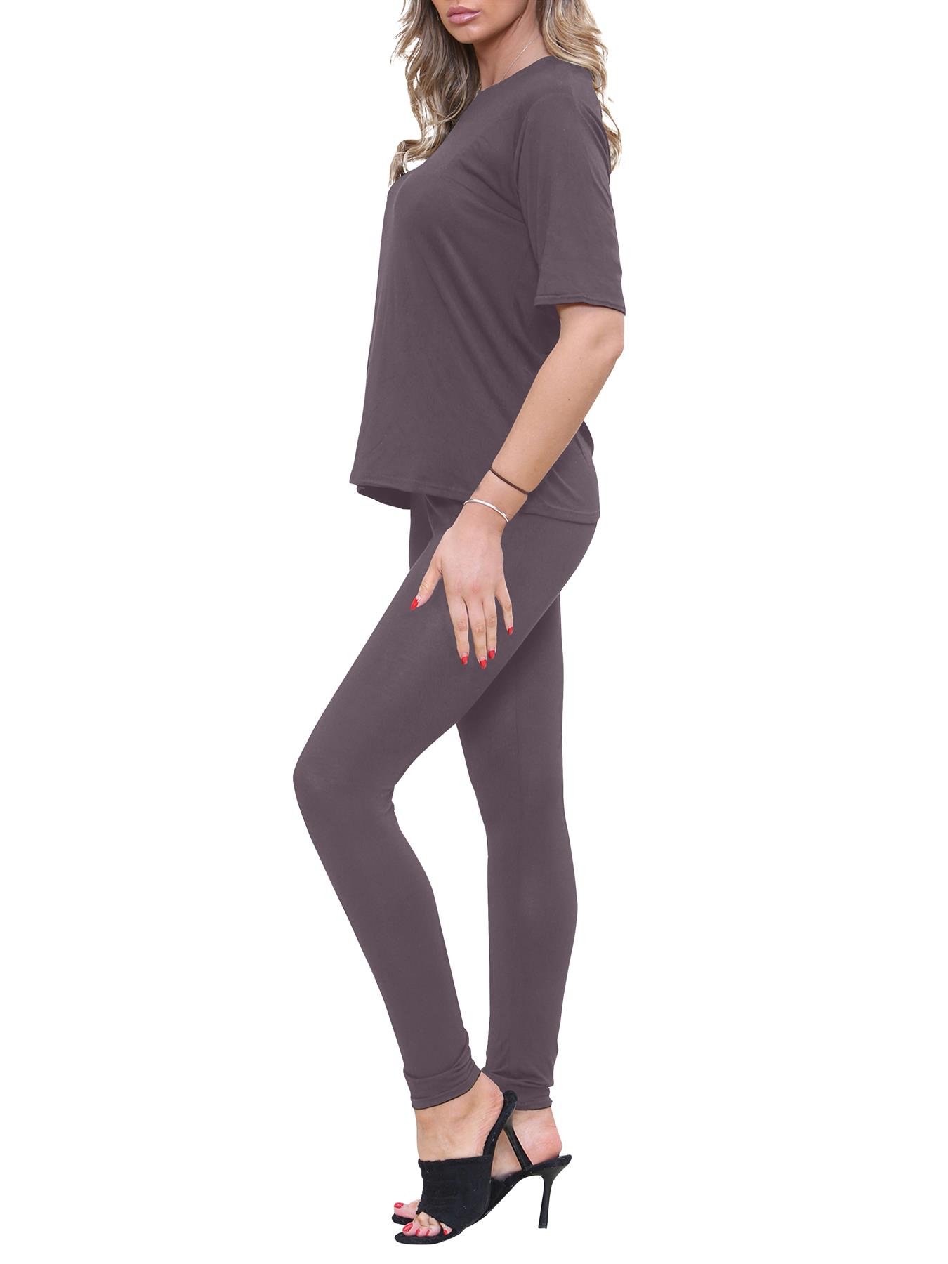 2 Piece Womens Plain Co-ord Set Summer Slim Fit Short Sleeve Loungewear Set - Picture 73 of 119