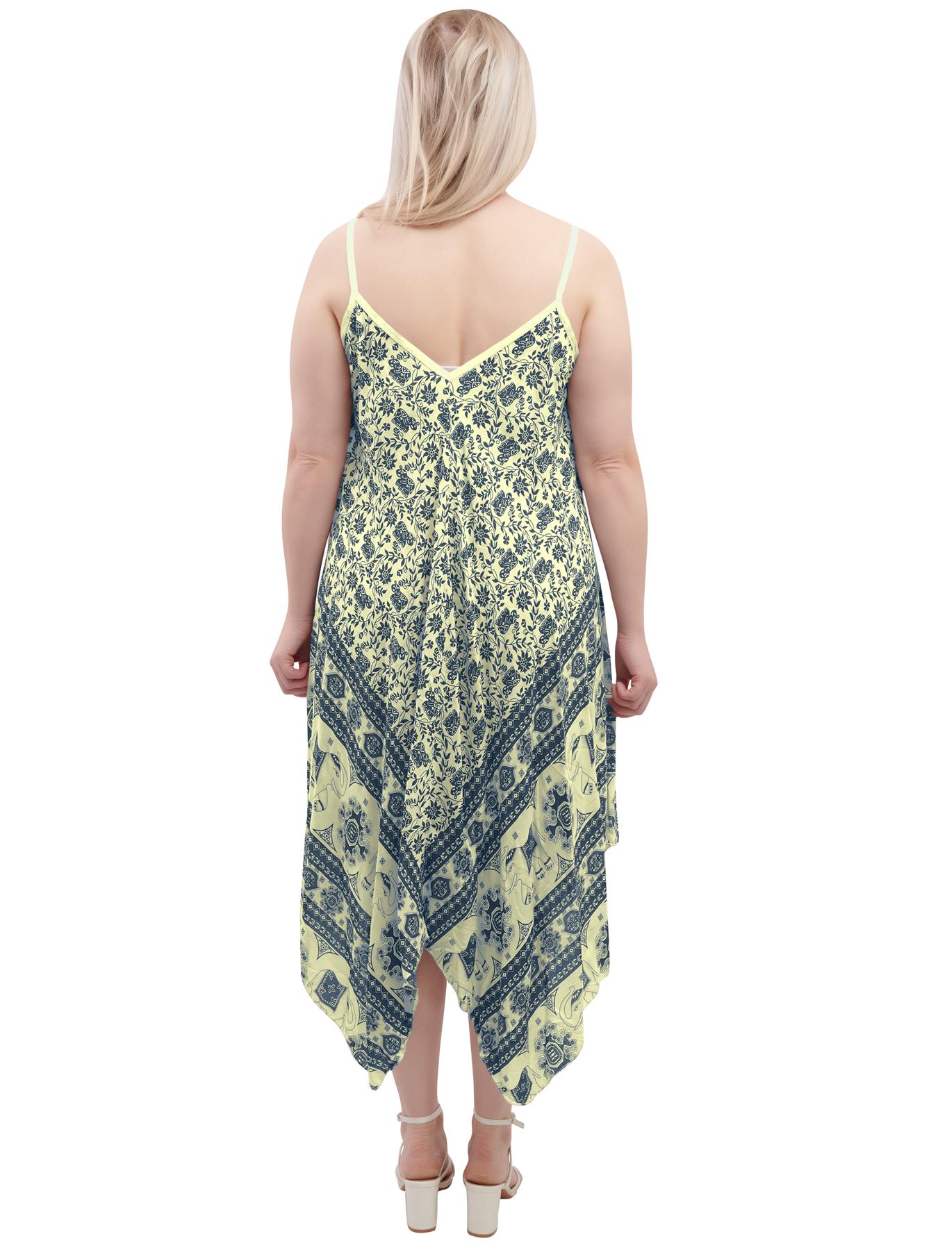Womens Sleeveless Italian V Neck Hanky Dress Elephant Print Strappy Summer Maxi - Picture 42 of 72