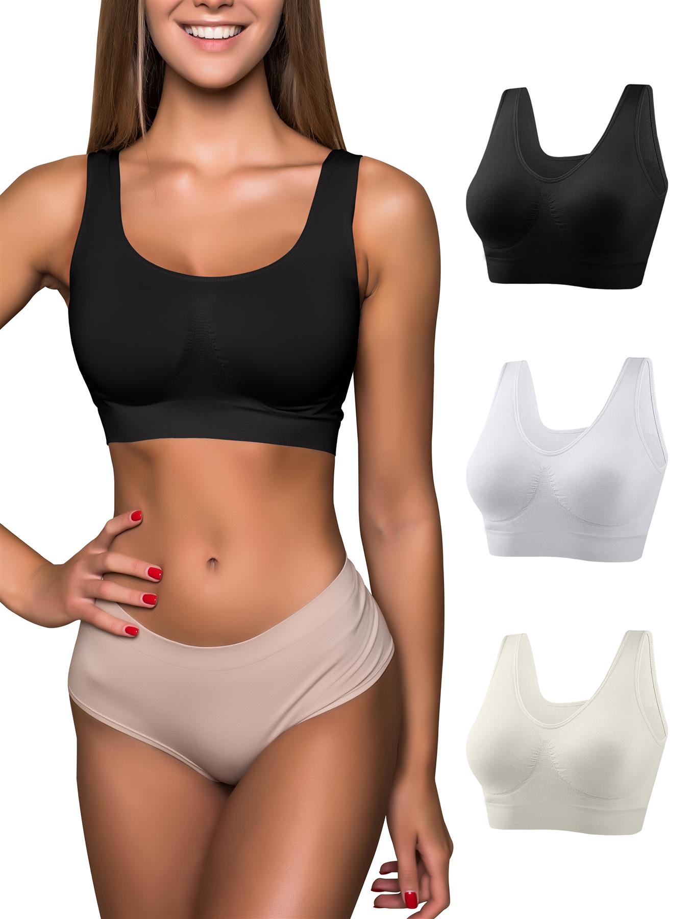 Womens Ladies Comfort Padded Stretch Sports Yoga Bra Top Crop Vest Tank - Picture 46 of 62