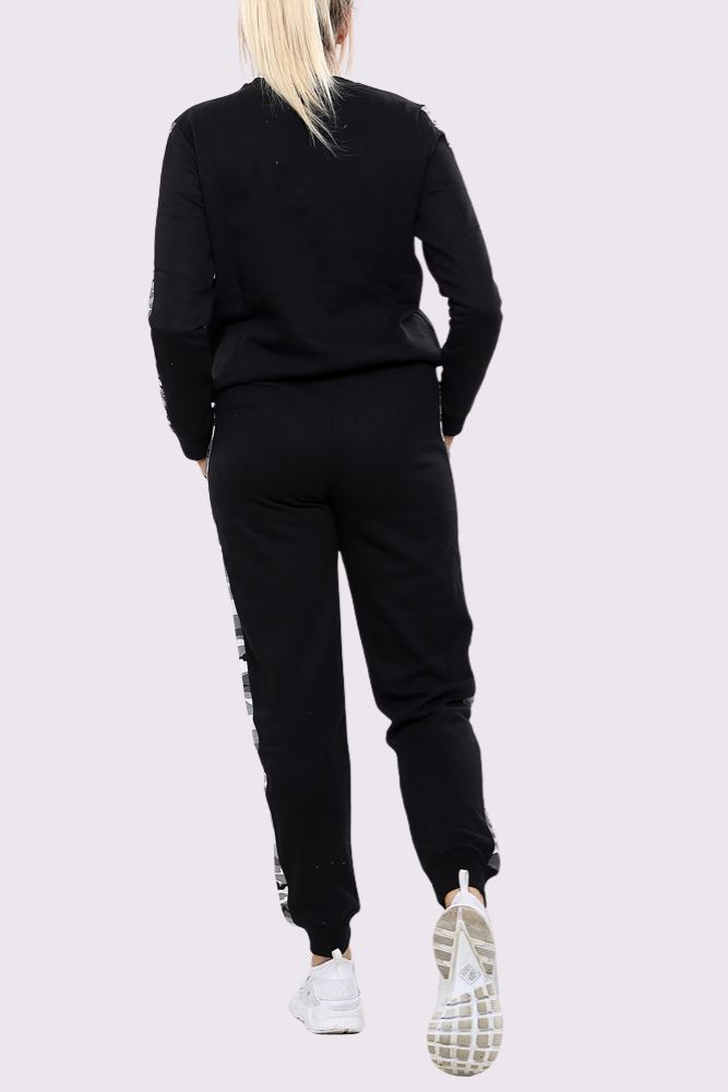 Womens Army Camou Side Stripe Jogging Bottom Loungewear Ladies Tracksuit Set UK - Picture 11 of 17