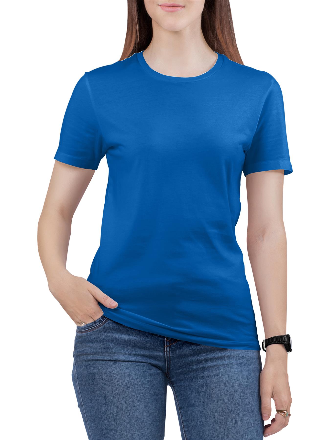 Fruit Of The Loom T Shirts Womens Ladies Plain Coloured Cotton Fitted Tee Shirt - Picture 26 of 35