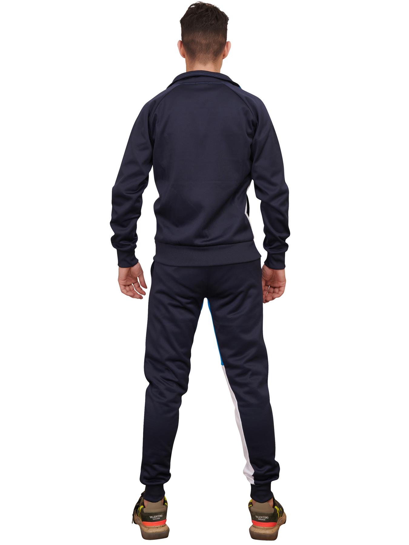 Mens Panelled Zip-through Collared Tracksuit Set Joggers Bottom Casual Tracksuit - Picture 9 of 9