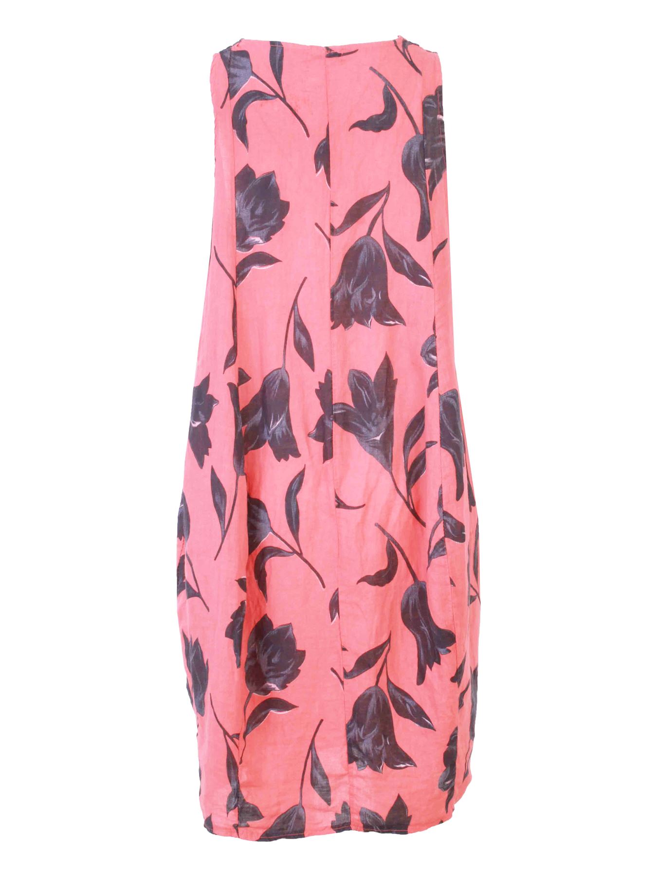 Damen Tulpen Print kleid Frau Blumenmuster Crew Hals Italienisch Moda Lagenlook