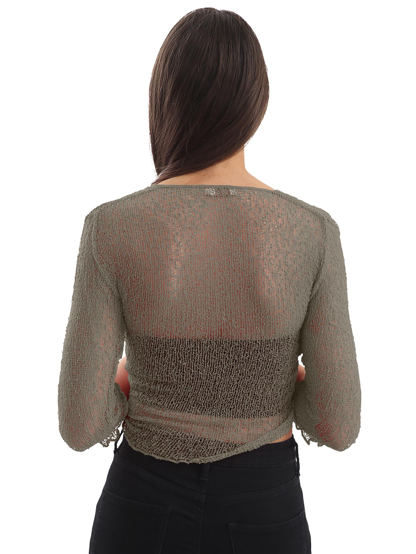 Womens Tie Up Open Front Shrug Ladies Knitted Cropped Bolero beach summer Top - Picture 100 of 169