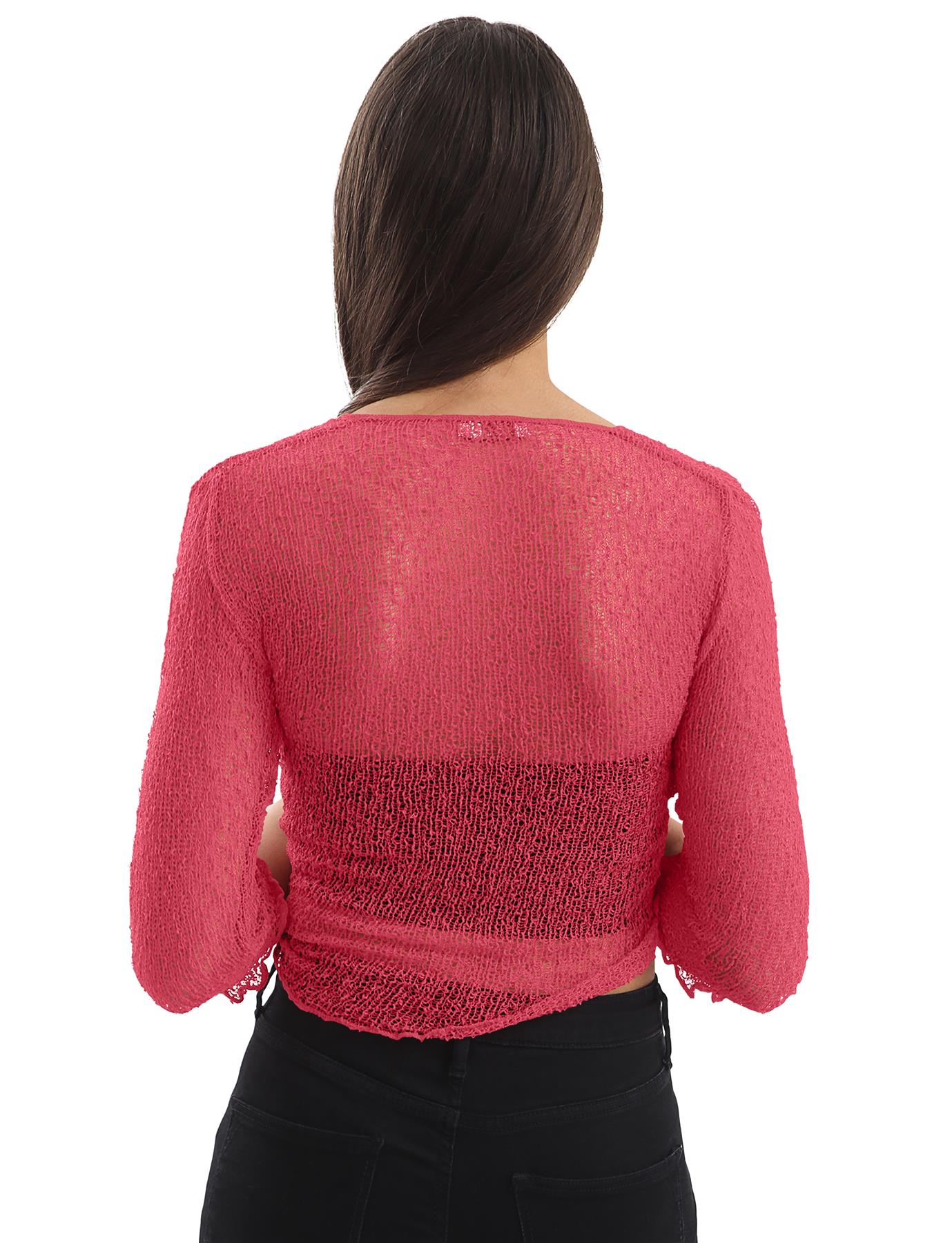 Womens Tie Up Open Front Shrug Ladies Knitted Cropped Bolero beach summer Top - Picture 20 of 169