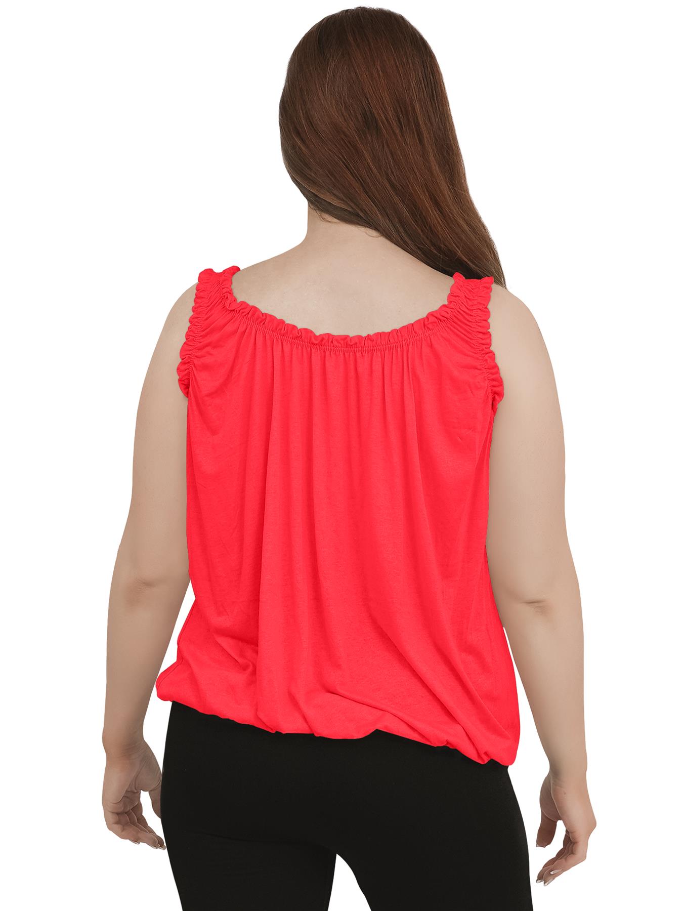Women Round Scoop Neckline Gathered Vest Top Ladies Elastic Bubble Hem Summer - Picture 102 of 138