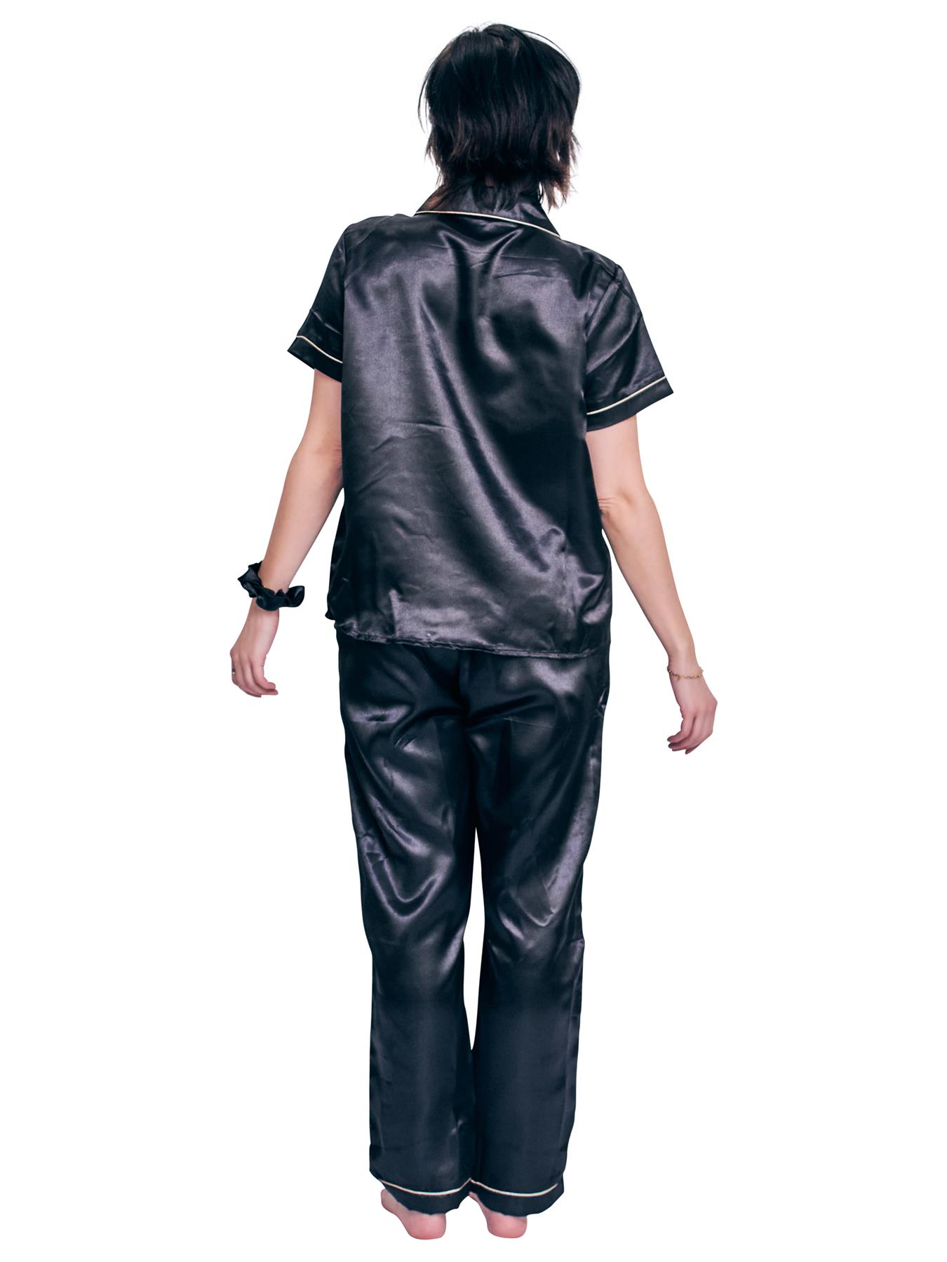 Women’s Long/Short Sleeve Pyjama Set Satin Silk Soft Nightwear PJS Loungewear UK - Picture 7 of 15