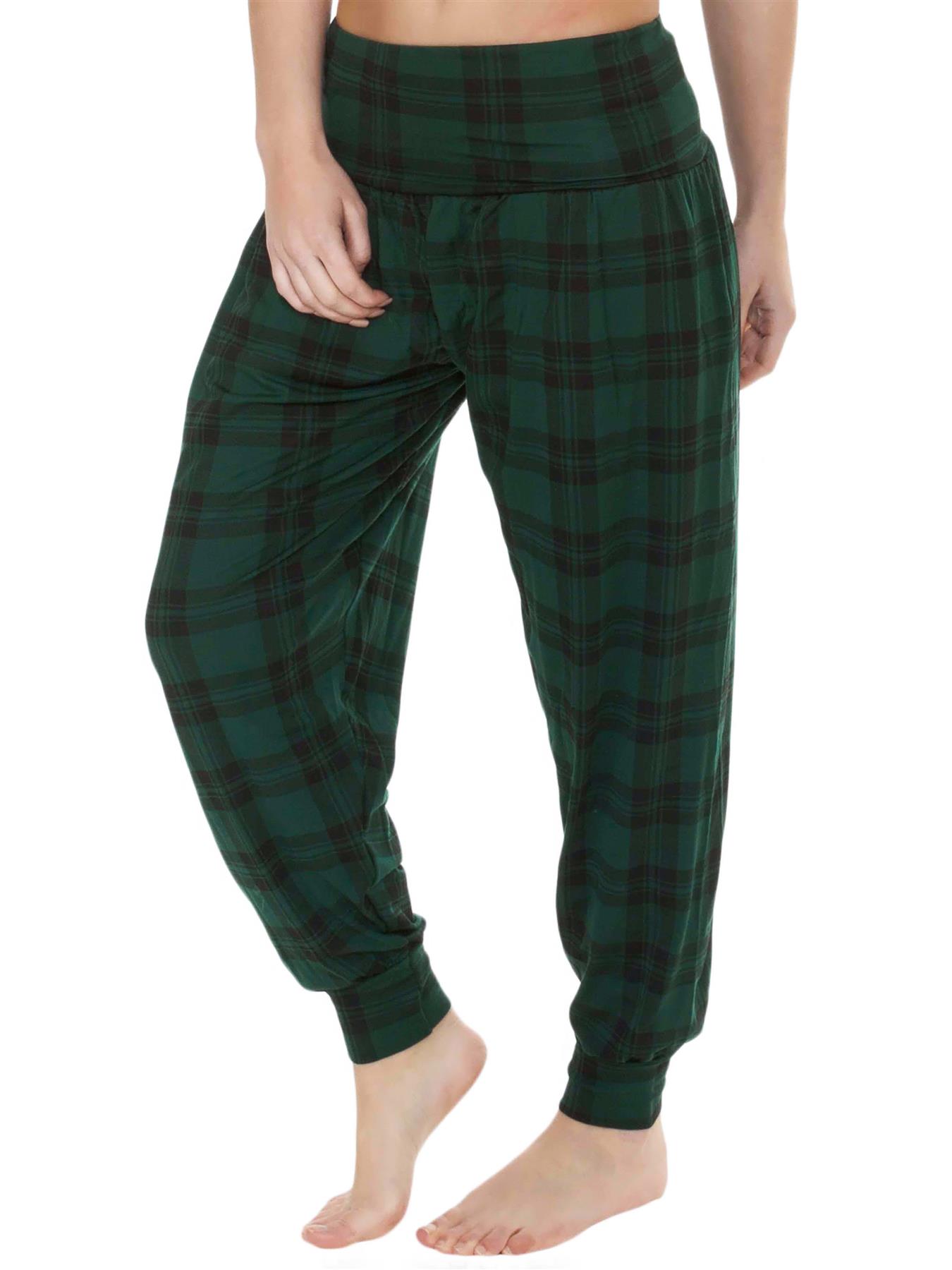 Womens Tartan Print Loose Baggy Style Long Pant Ali Baba Harem Trouser Plus Size - Picture 9 of 20