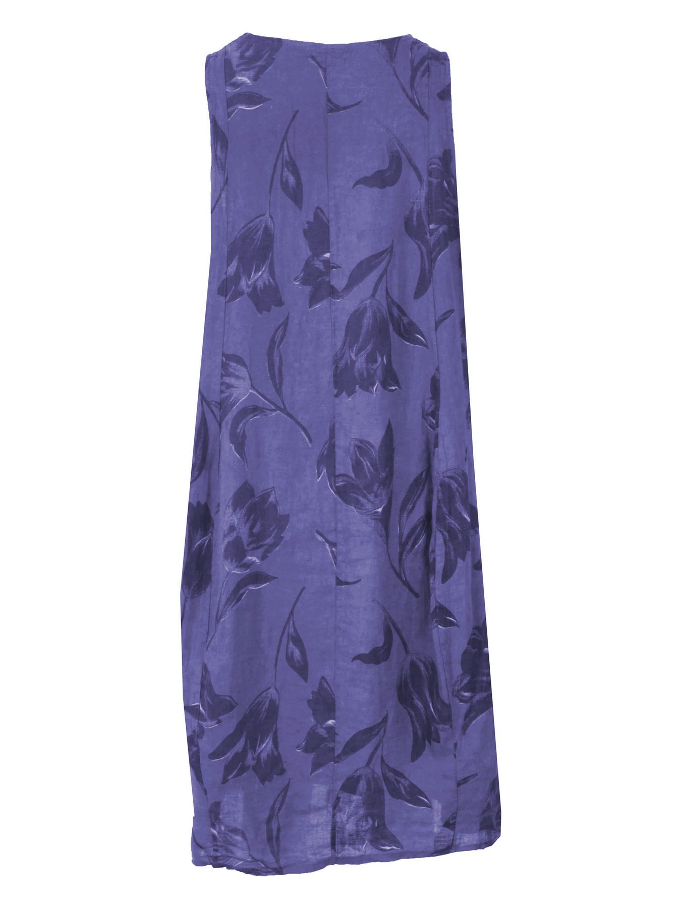 Damen Tulpen Print kleid Frau Blumenmuster Crew Hals Italienisch Moda Lagenlook