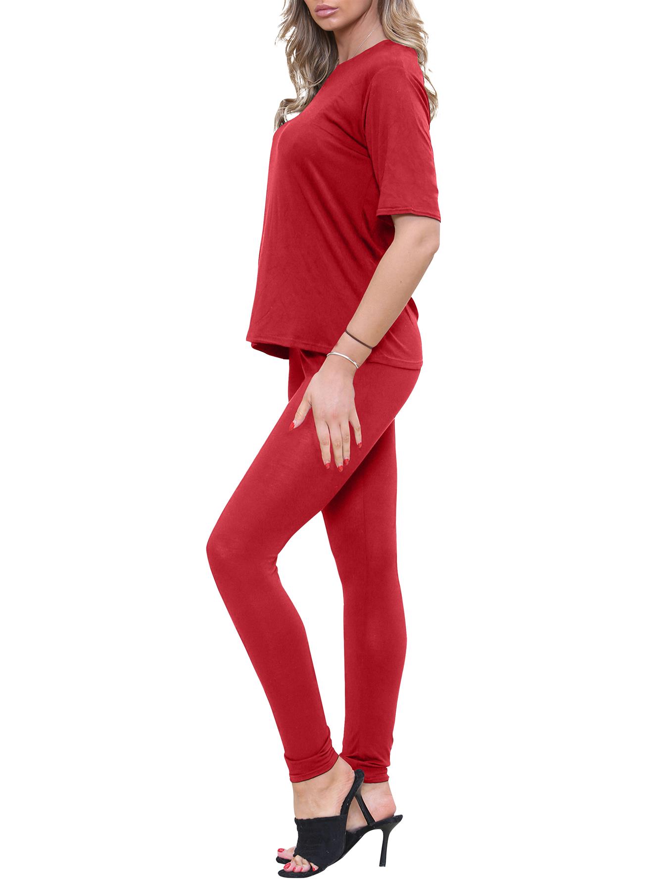 2 Piece Womens Plain Co-ord Set Summer Slim Fit Short Sleeve Loungewear Set - Picture 19 of 119