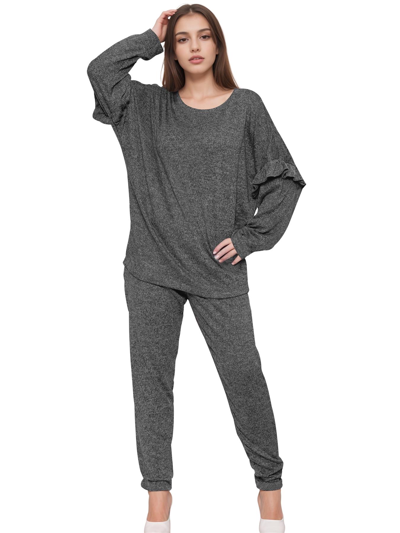 2 Piece Ladies Italian Activewear Tracksuit Summer Casual Long Sleeve Crew Neck - Picture 7 of 38