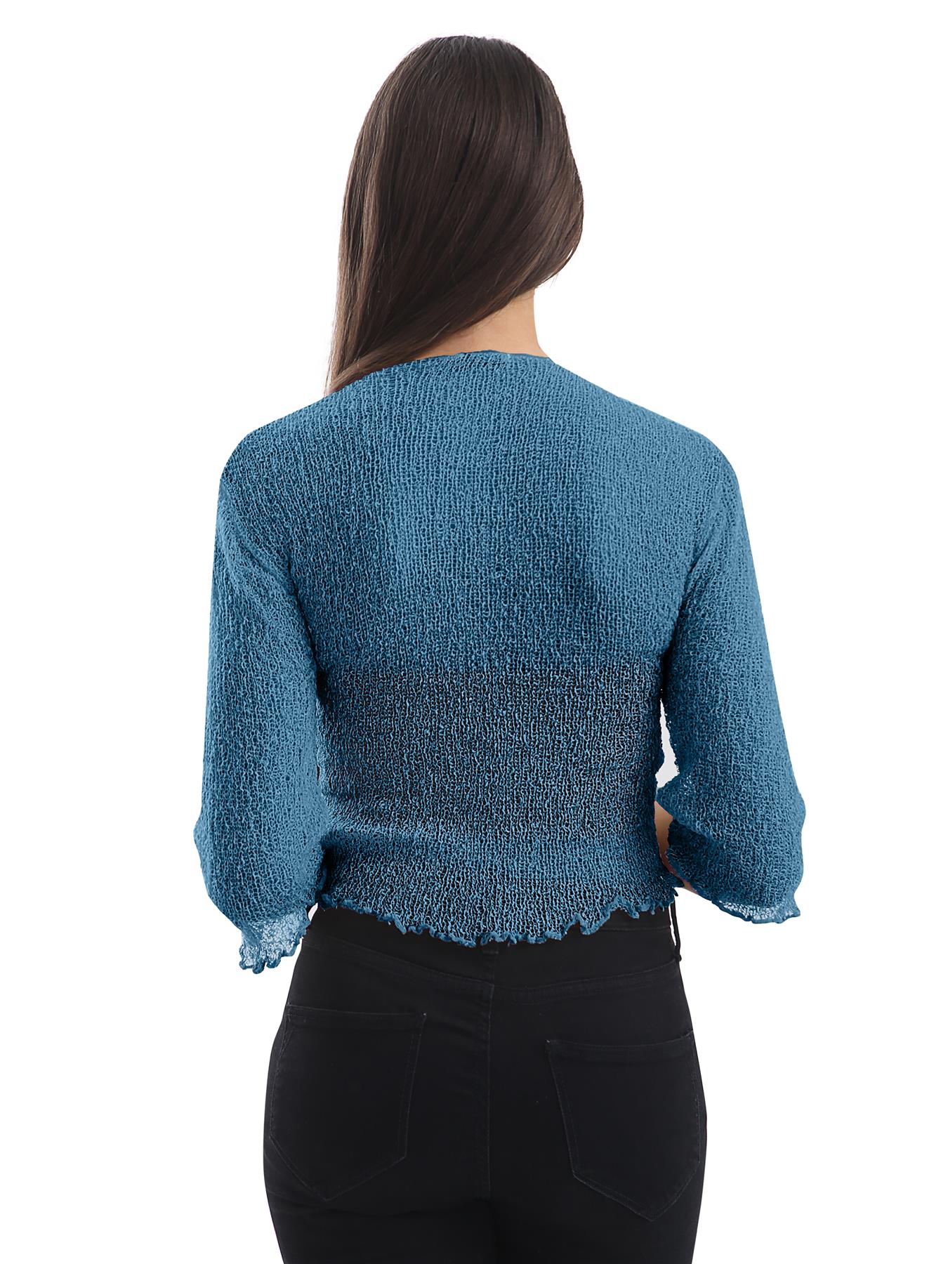 Womens Tie Up Open Front Shrug Ladies Knitted Cropped Bolero beach summer Top - Picture 151 of 169