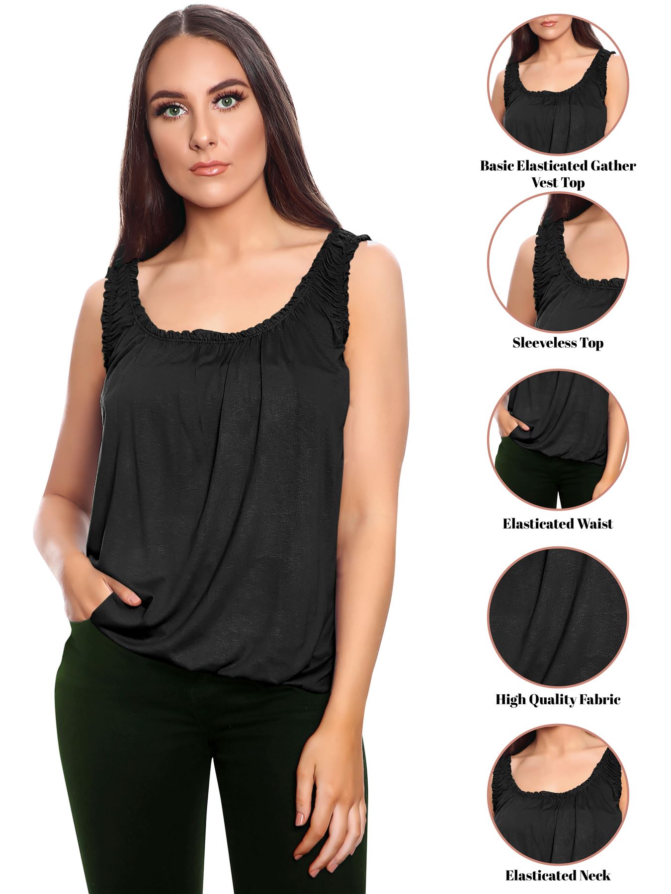 Ladies Vest Tops Womens Italian Lagenlook Viscose Loose Fit Camisole