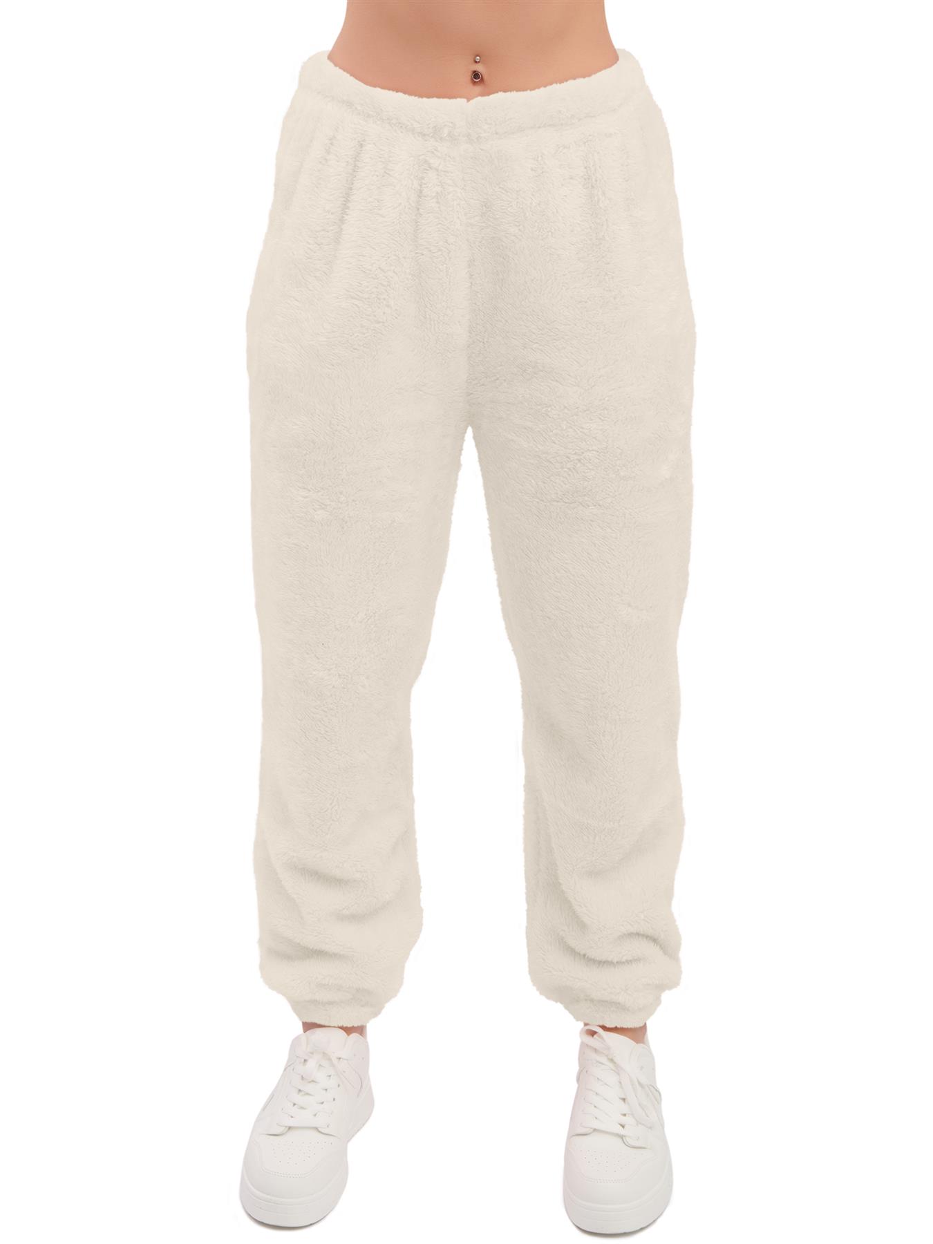 Mujeres Peluche Polar Joggers Invierno Suelto Dobladillo Cierre Damas Ropa de Salón Pantalón Reino Unido - Imagen 10 de 29