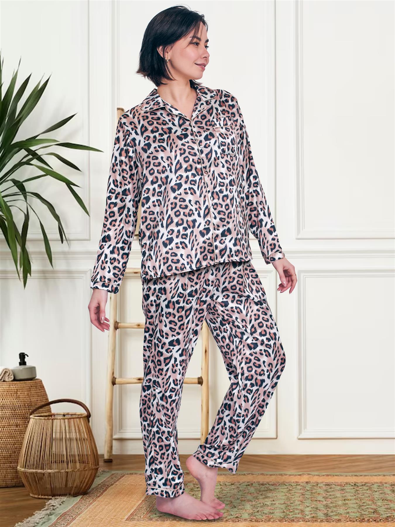 Women’s Long/Short Sleeve Pyjama Set Satin Silk Soft Nightwear PJS Loungewear UK - Picture 14 of 15