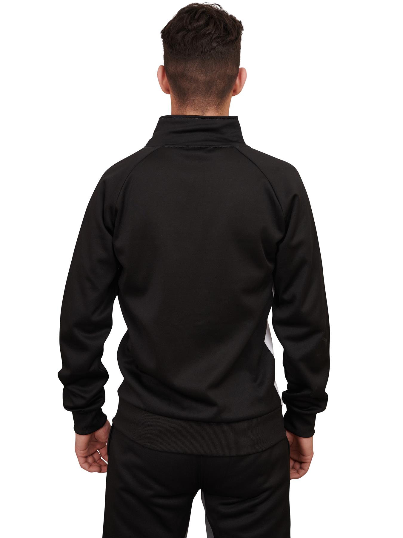 Mens Panelled Zip-through Collared Tracksuit Set Joggers Bottom Casual Tracksuit - Picture 6 of 9