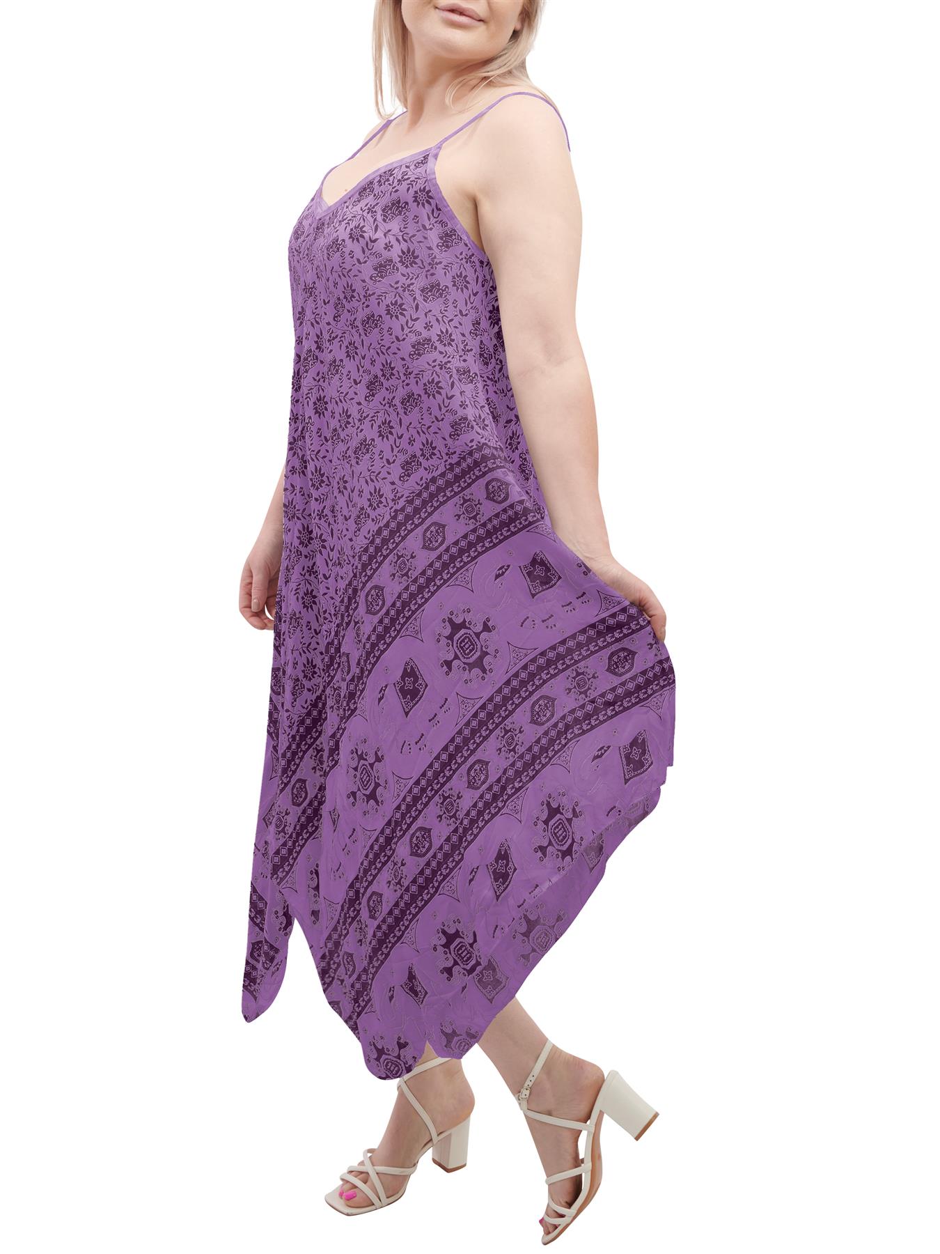 Womens Sleeveless Italian V Neck Hanky Dress Elephant Print Strappy Summer Maxi - Picture 25 of 72