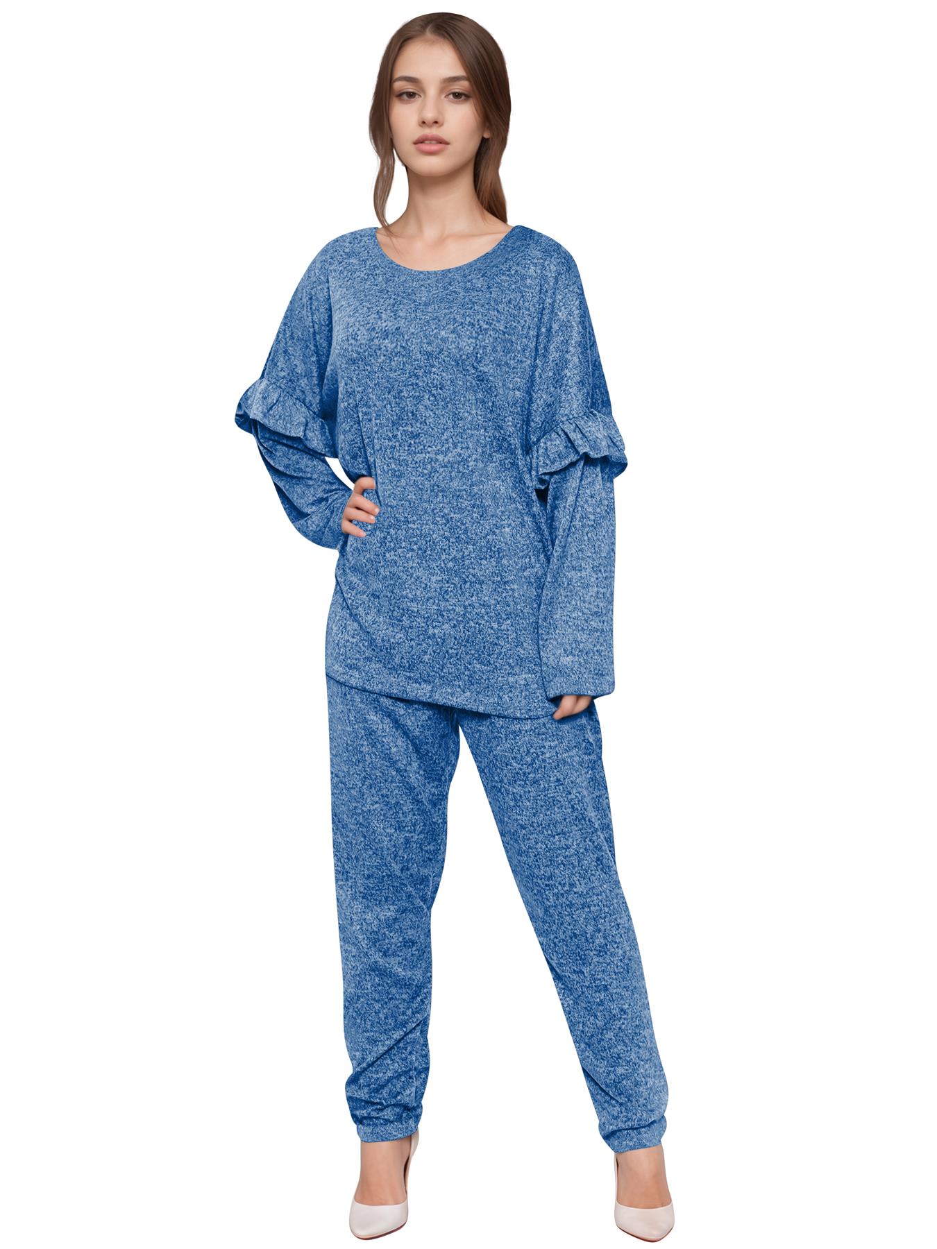 2 Piece Ladies Italian Activewear Tracksuit Summer Casual Long Sleeve Crew Neck - Picture 9 of 38