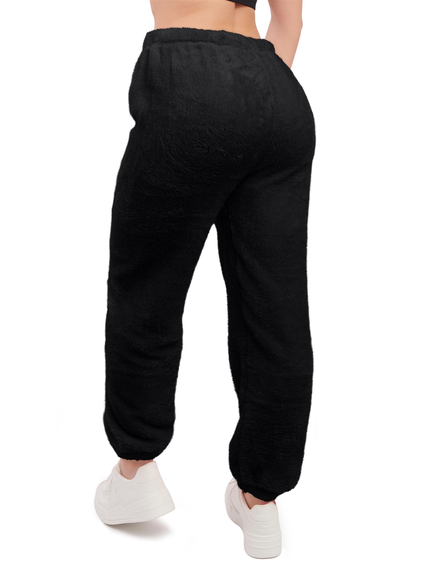 Mujeres Peluche Polar Joggers Invierno Suelto Dobladillo Cierre Damas Ropa de Salón Pantalón Reino Unido - Imagen 6 de 29