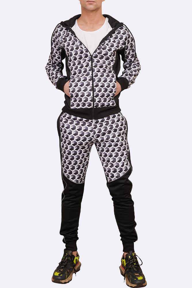 Men's Tracksuit Gradient Colored Pants Ziper With Pcokets Long sleeve Hoodie - Picture 5 of 15